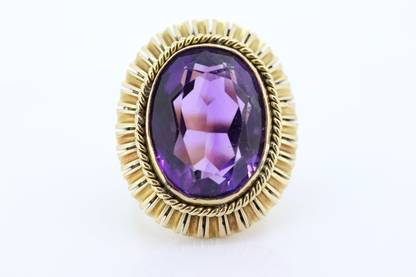 Art Deco Amethyst Ring. 14k Gold and a HUGE 16 ct Amethyst Ring. Size 6.5 Womens. February Amethyst. Art Deco Cocktail Ring.