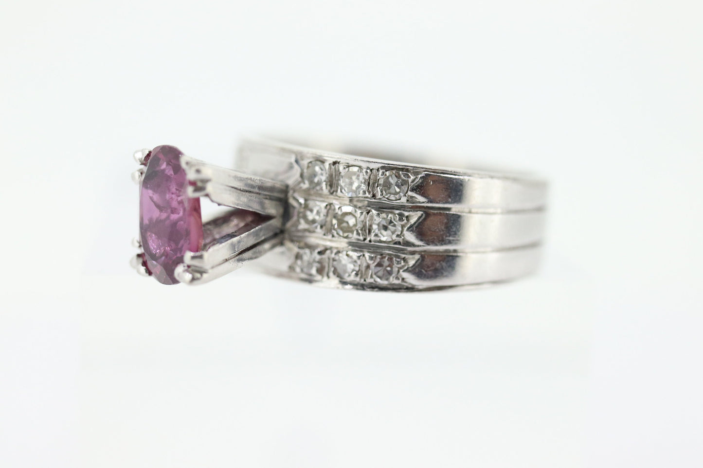 Natural Ruby Diamond Ring. PLATINUM Ruby Solitaire engagement ring. Oval ruby Platinum ring. Diamonds. Wide band. st(470)