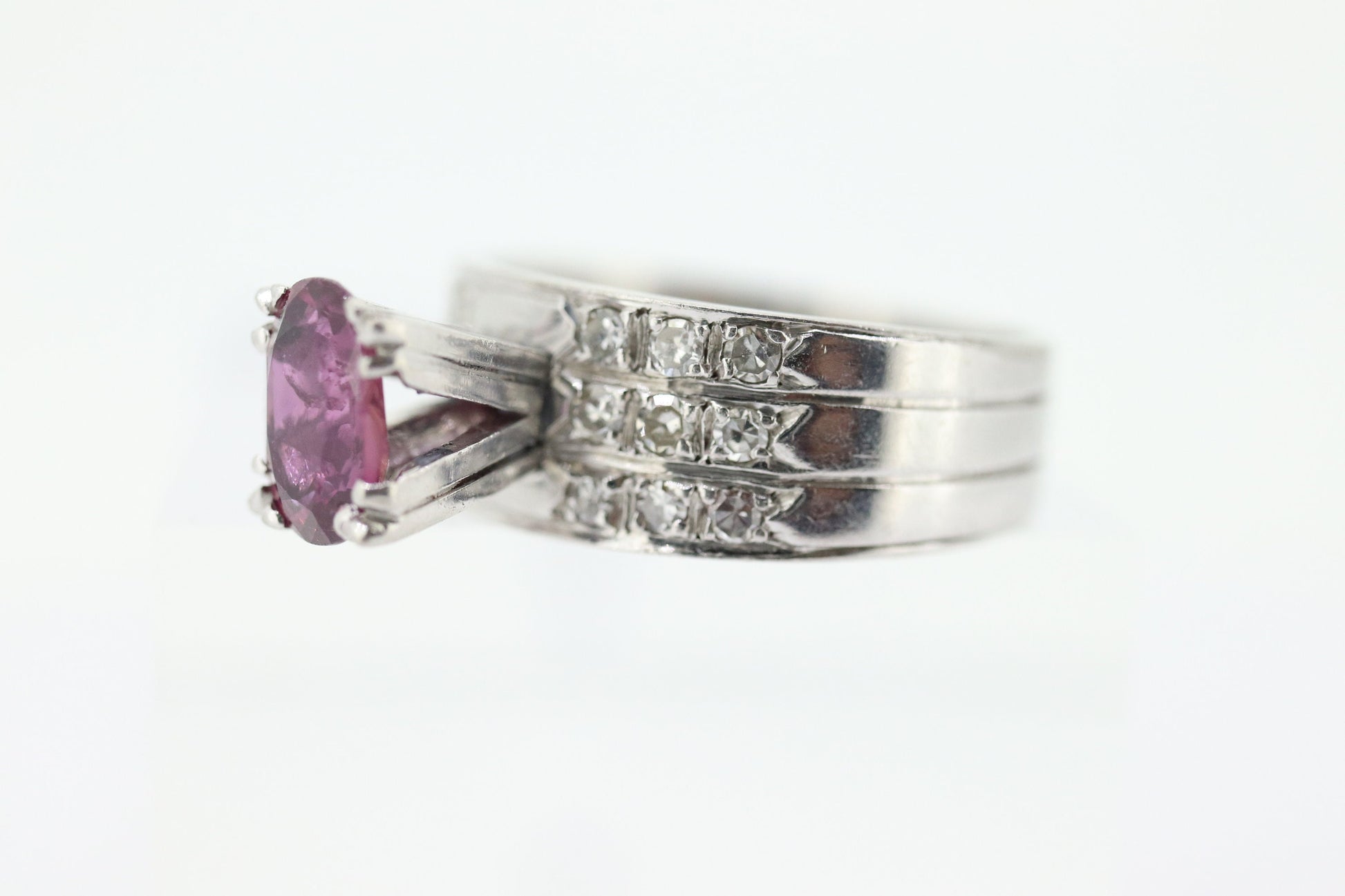 Natural Ruby Diamond Ring. PLATINUM Ruby Solitaire engagement ring. Oval ruby Platinum ring. Diamonds. Wide band. st(470)