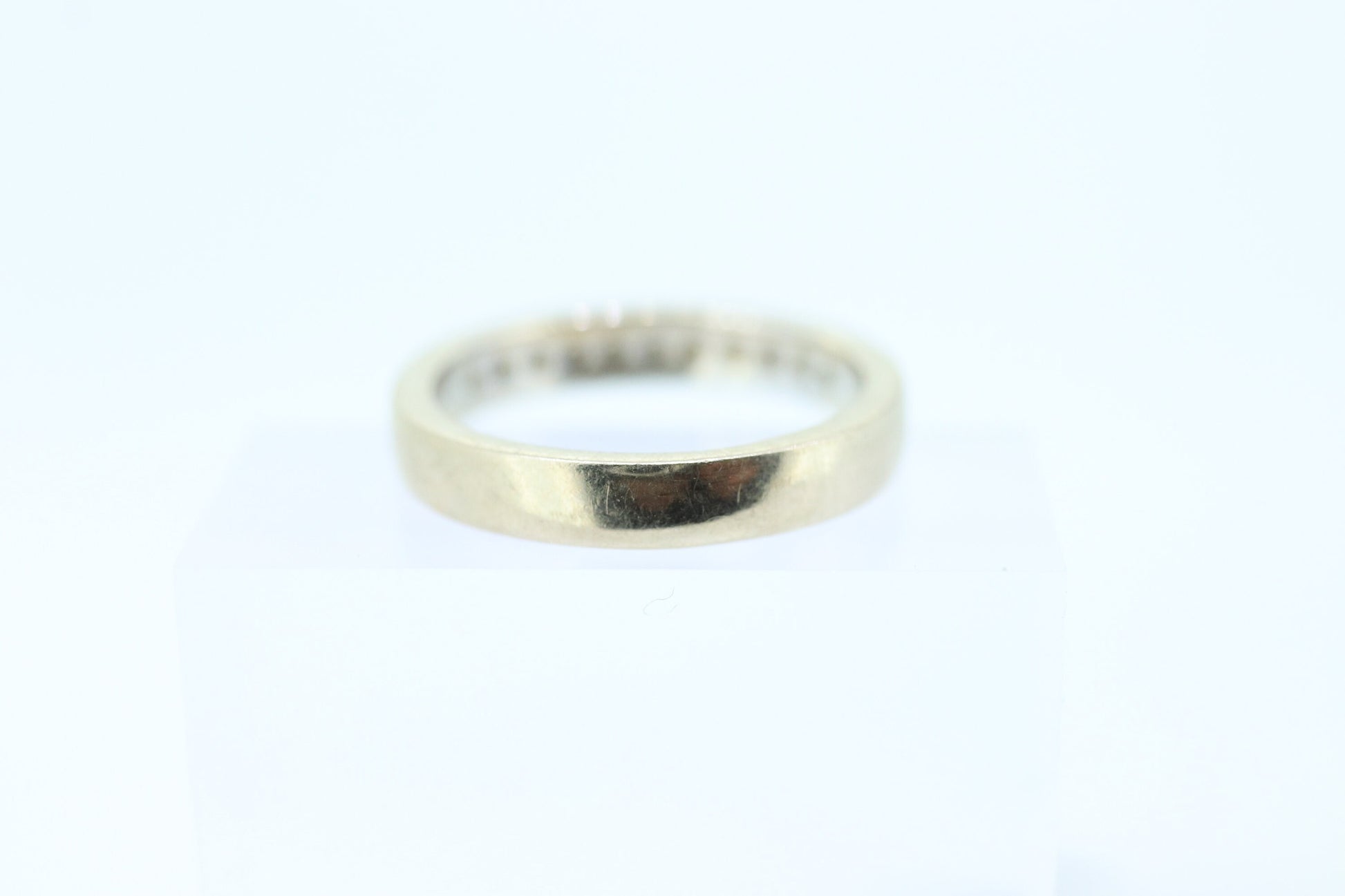 14k Channel Diamond Eternity Wedding Band. Unisex Diamond channel eternity ring . Comfort fit. st(176)