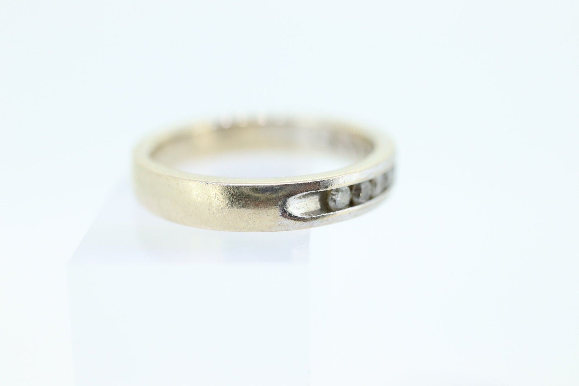 14k Channel Diamond Eternity Wedding Band. Unisex Diamond channel eternity ring . Comfort fit. st(176)
