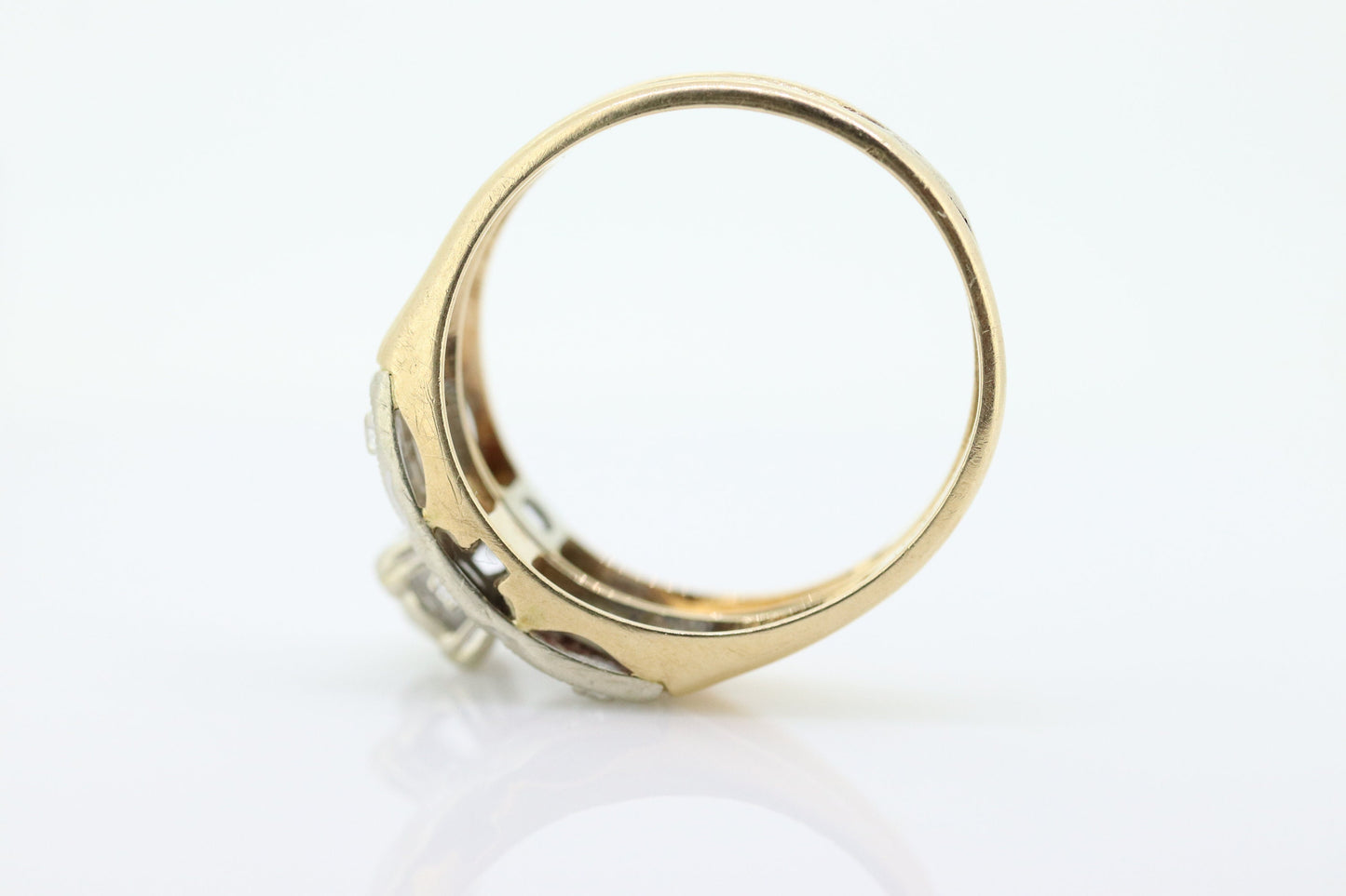 Art Deco Engagement Wedding Diamond Ring Set. Vintage 1930s or 1940s Wedding Ring Set. 14k Multi-Tone with a Diamond. st(165)