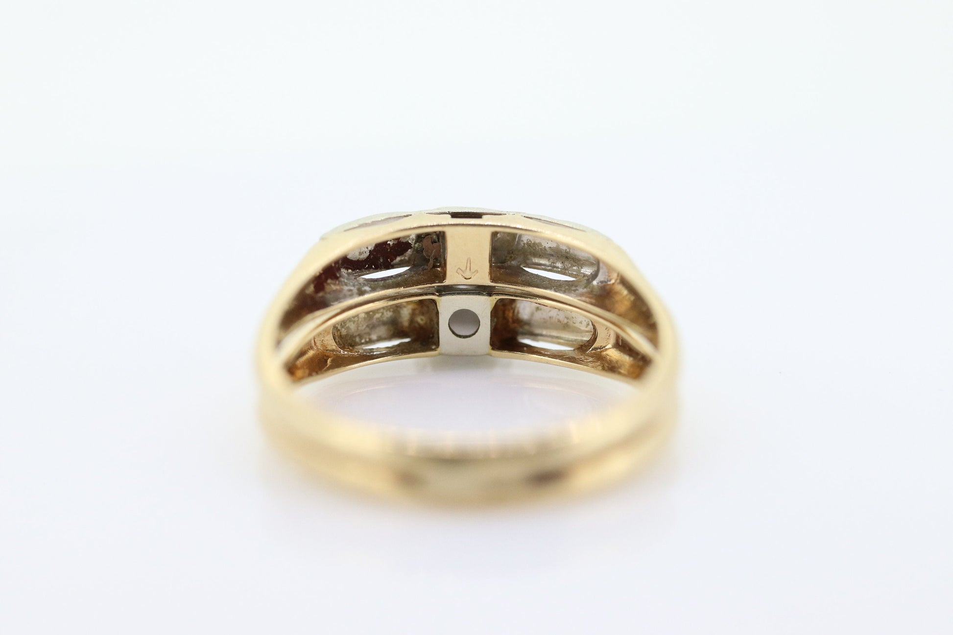 Art Deco Engagement Wedding Diamond Ring Set. Vintage 1930s or 1940s Wedding Ring Set. 14k Multi-Tone with a  Diamond. st(165)