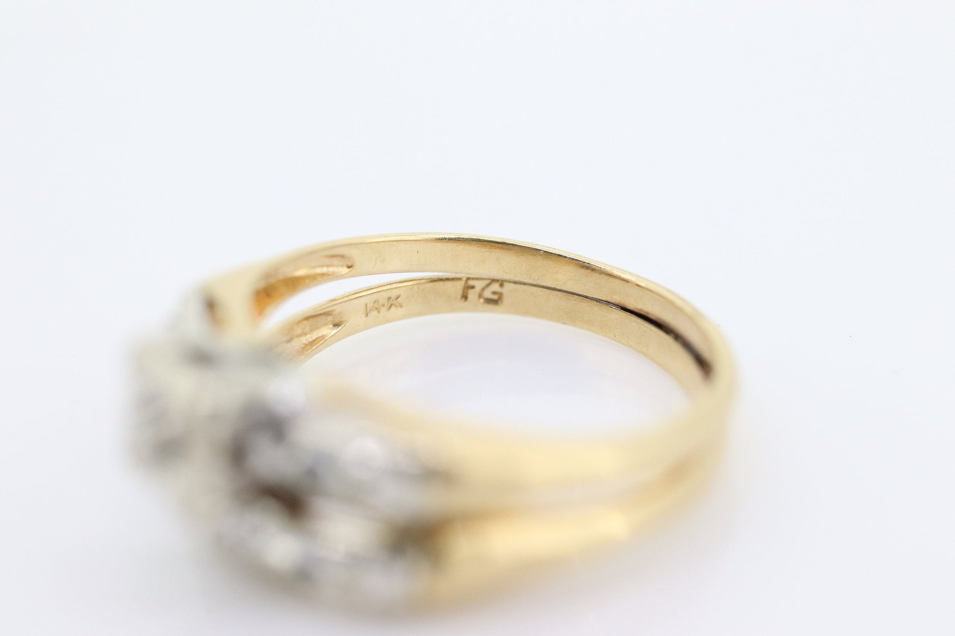 Art Deco Engagement Wedding Diamond Ring Set. Vintage 1930s or 1940s Wedding Ring Set. 14k Multi-Tone with a  Diamond. st(165)