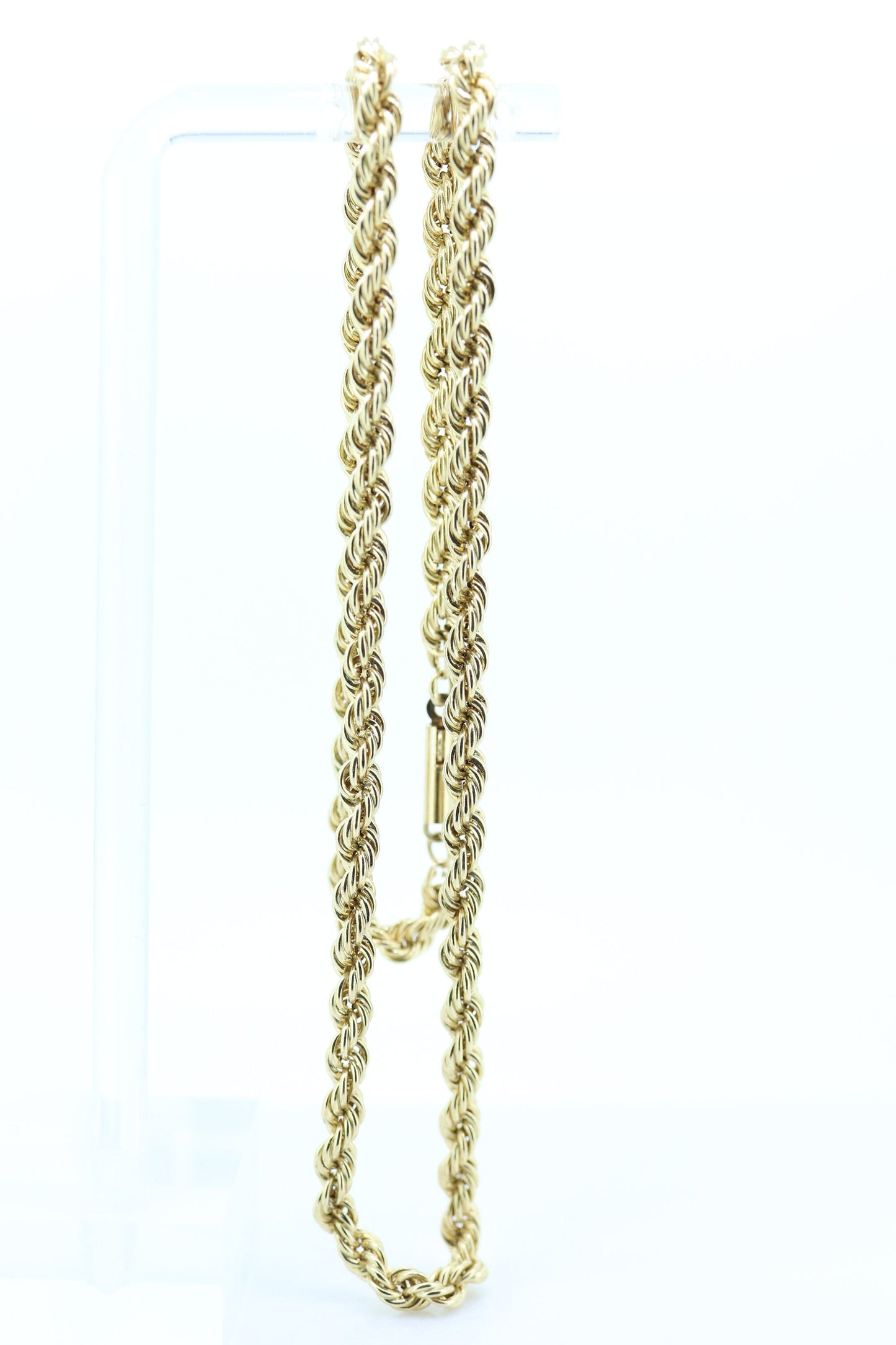 14k Rope Necklace. 14k Yellow Gold Hollow ROPE necklace. Twisted ROPE Necklace 16in 4mm wide st(308)