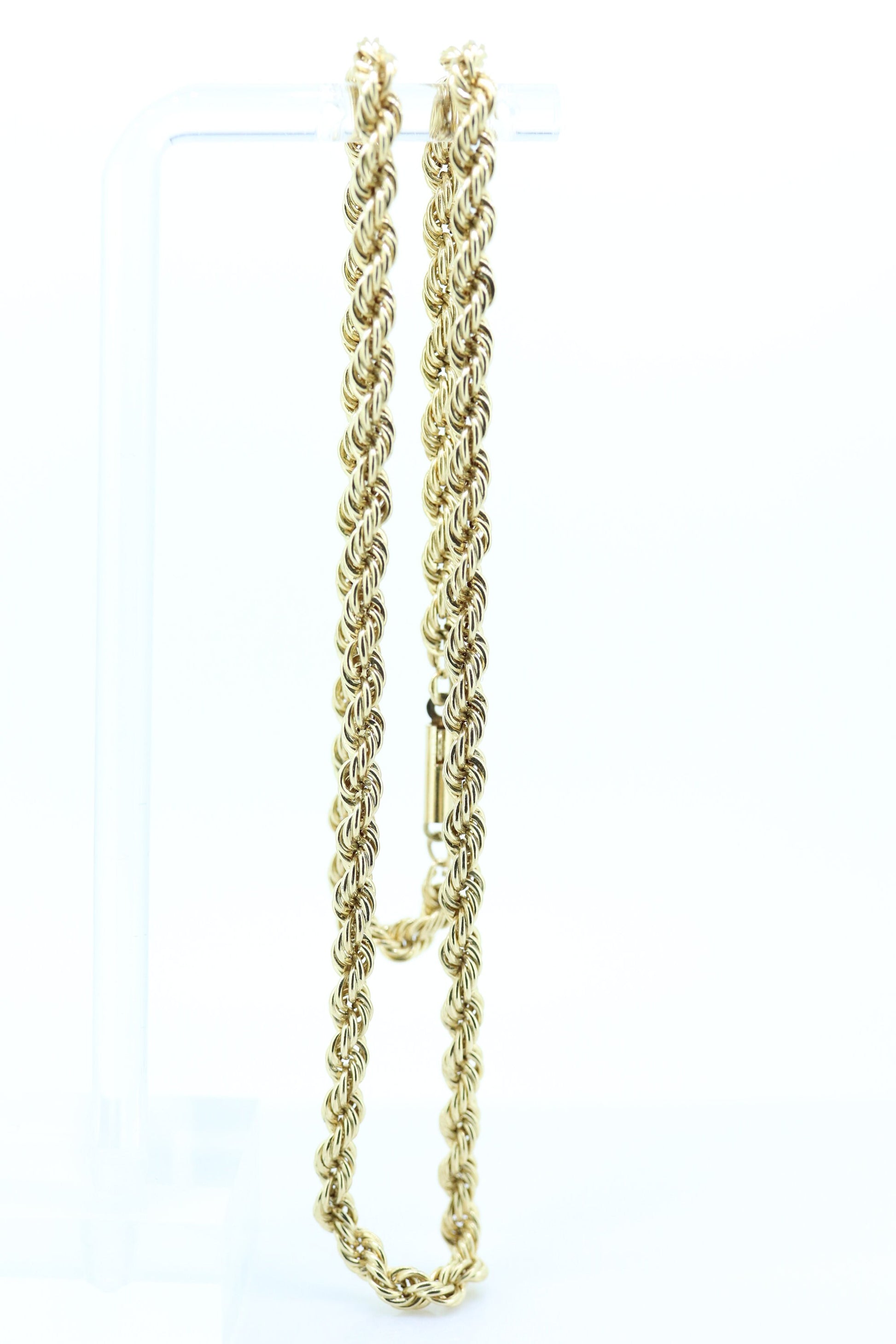 14k Rope Necklace. 14k Yellow Gold Hollow ROPE necklace. Twisted ROPE Necklace 16in 4mm wide st(308)