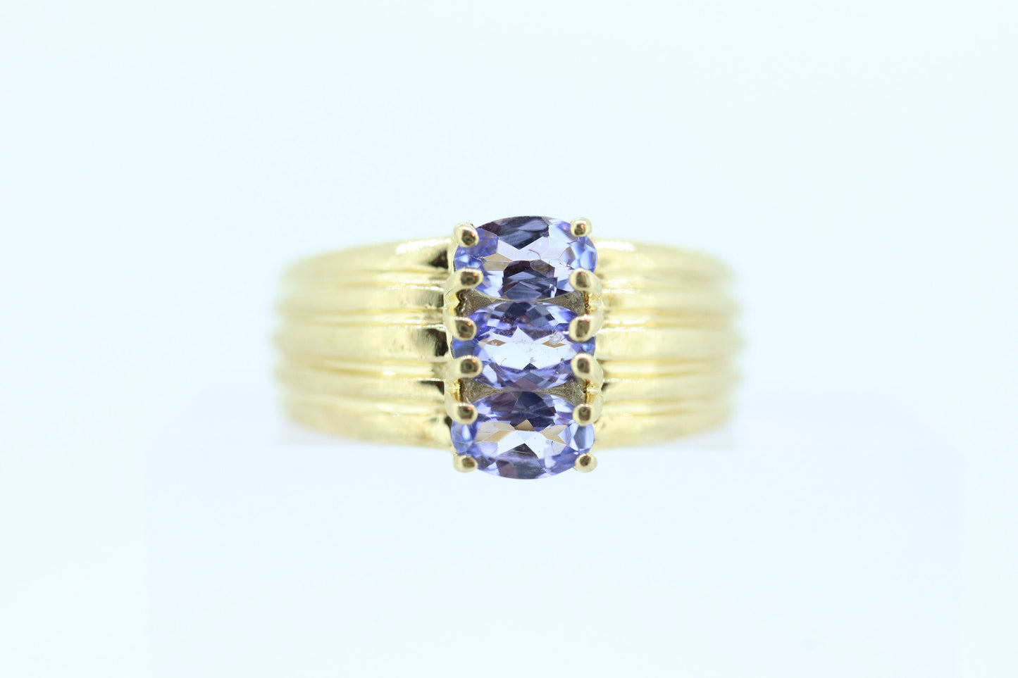 Three Tanzanite cluster ring. 14k Triple Tanzanite oval wide ring. Tanzanite Purple Tanzanite ring Tanzanite triple st(86/50)