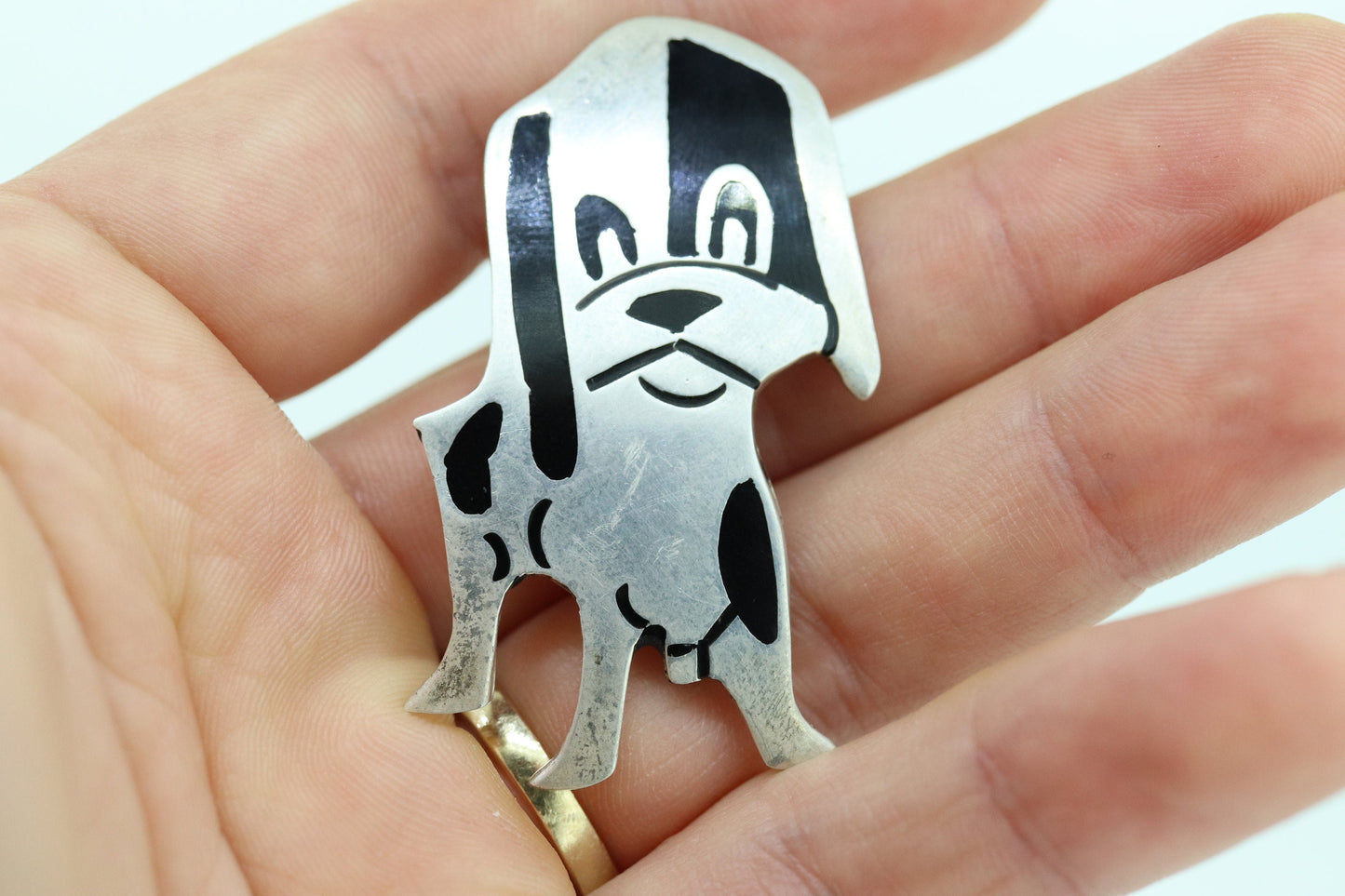 PUPPY DOG sterling silver brooch. Vintage Large 925 Sterling Silver Pup Puppy Buddy Dog Canine Brooch pin. st(15)