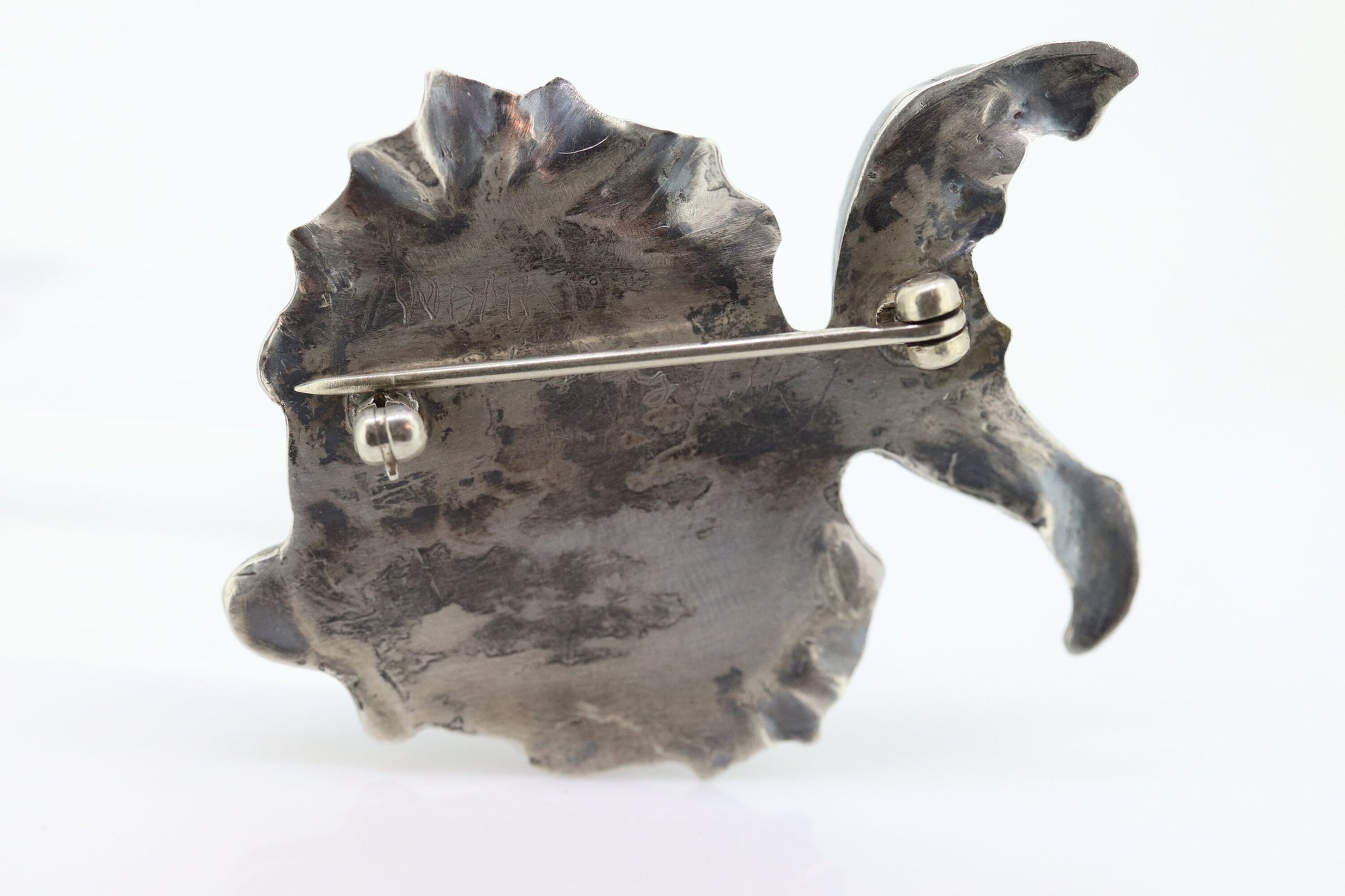 FISH sterling silver brooch. Vintage Large 925 Sterling Silver Fish Quartz Brooch pin. st(15)