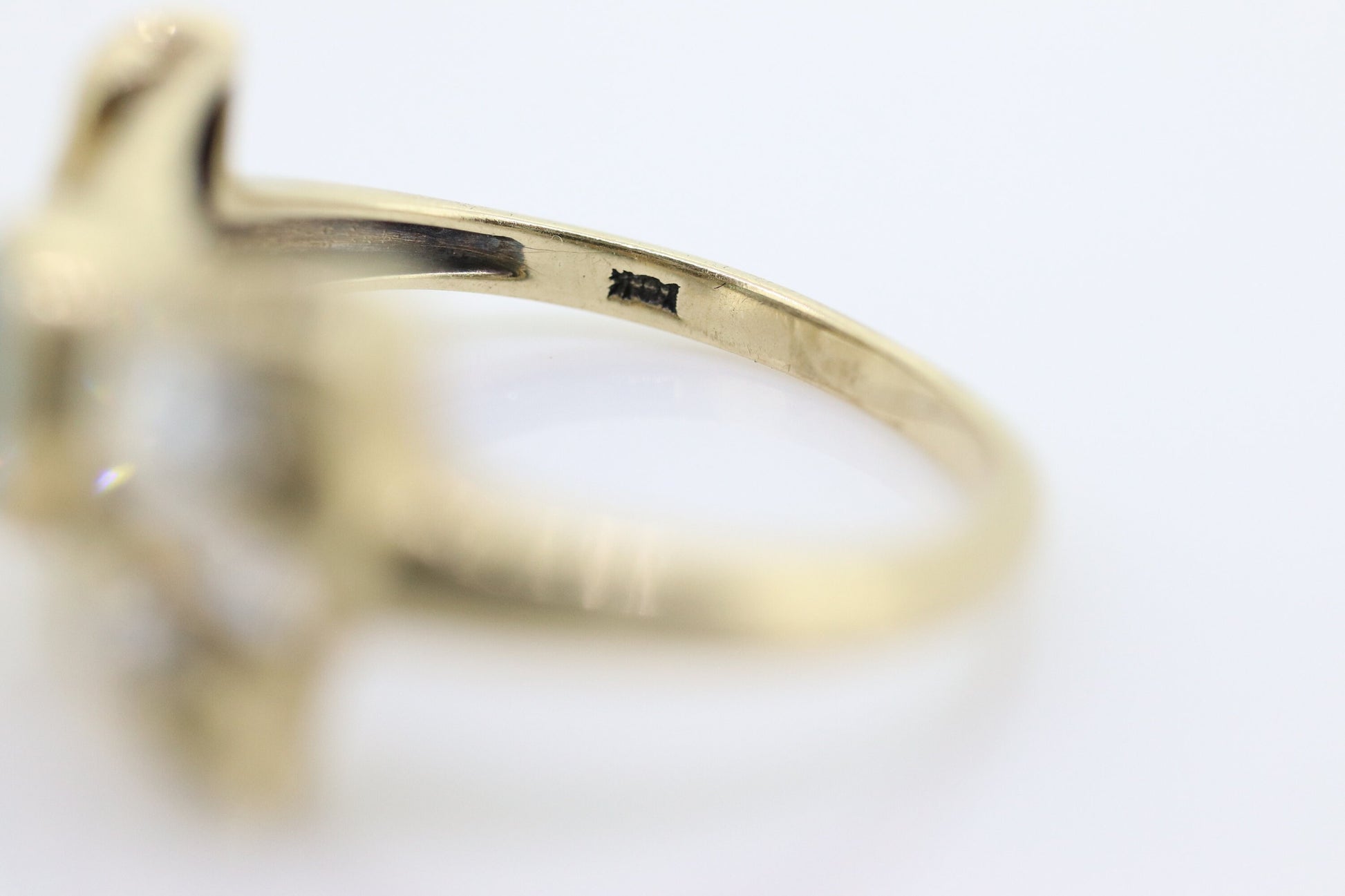 Antique LONDON Blue topaz and Diamond ring. Bezel Topaz and Diamond Bow Knot Love ring. st(88/33)