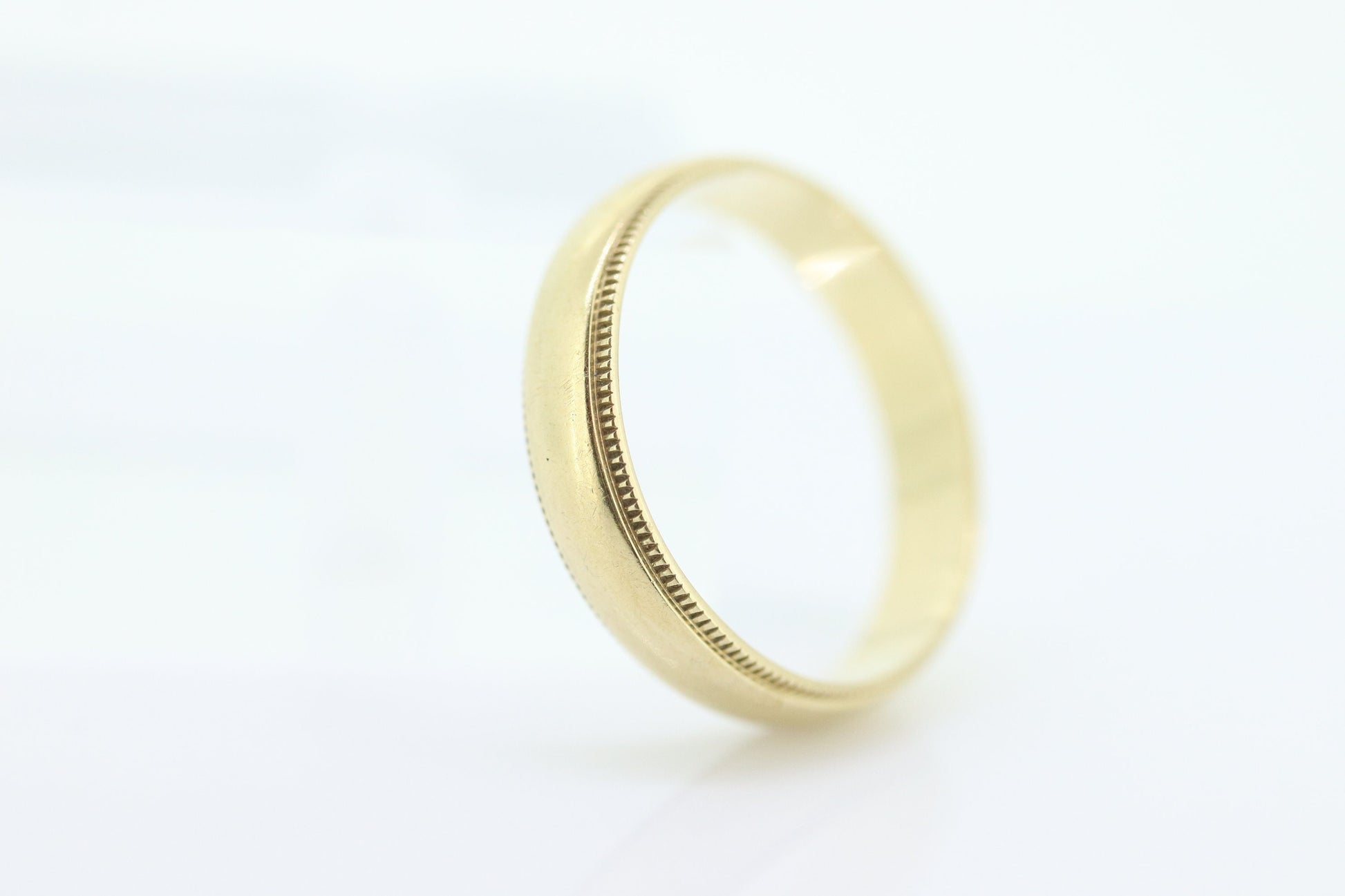 BLISS bros 14k Milgrain Wide BLISS Band. 14k Yellow Gold BLISS milgrain tracks ring. Sz 5.75 4mm wide. st(119)