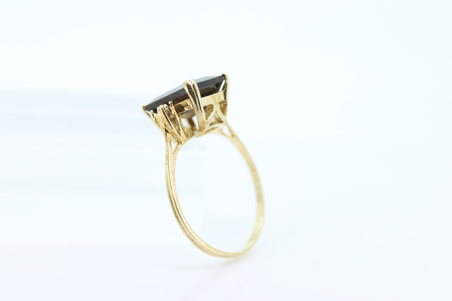 10k Smoky Quartz Large Emerald ring. Large Rectangle Smokey Quartz Cocktail ring st(50)