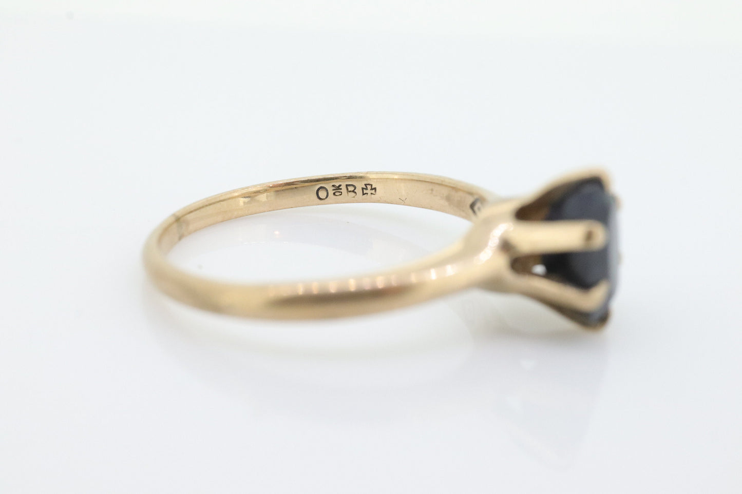 Otsby Barton Sapphire Ring. 10k Yellow Gold HIGH Claw Design. OB from Art Deco 1920 Era. Oval Sapphire Claw ring. st55