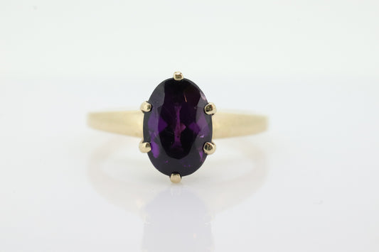 10k Amethyst Victorian ring. Crown Setting Oval Amethyst. Statement band. 10k Gold Amethyst. st(84)