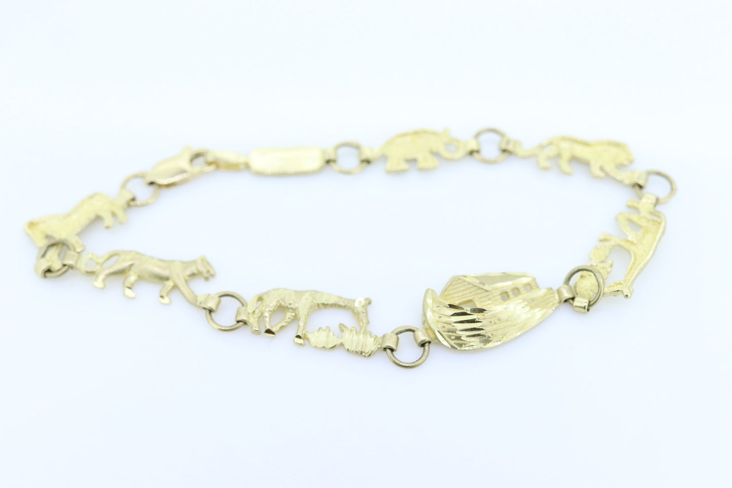 10k Noah Ark Bracelet. Noah Ark Bible Genesis Animals Flood Bracelet. Noah Ark Bracelet.