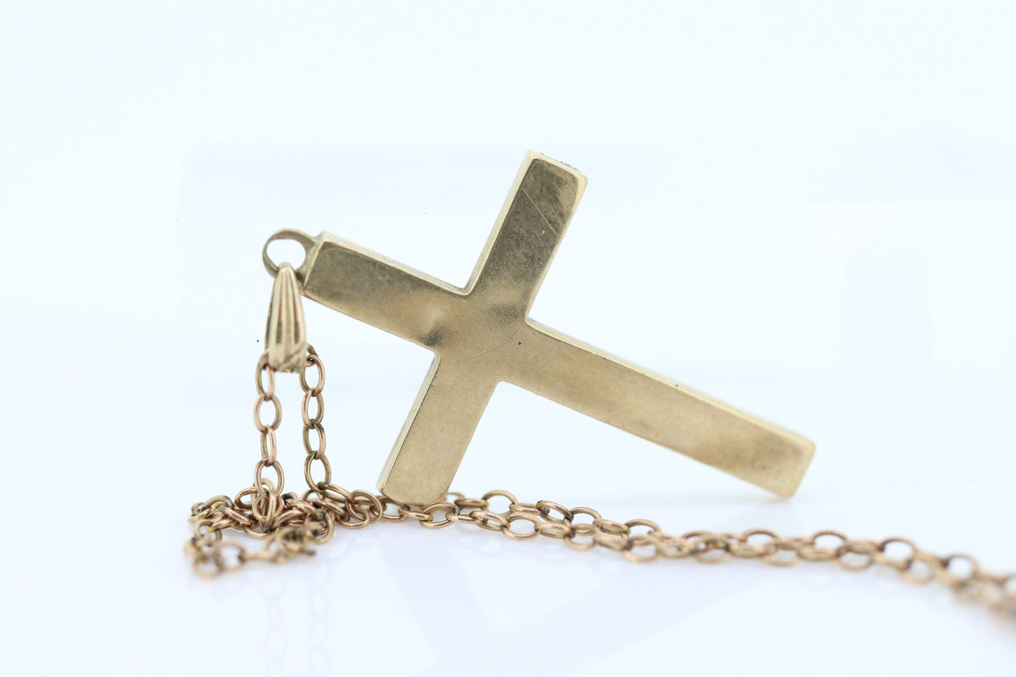 10k Cross Pendant and 10k Rolo Chain necklace