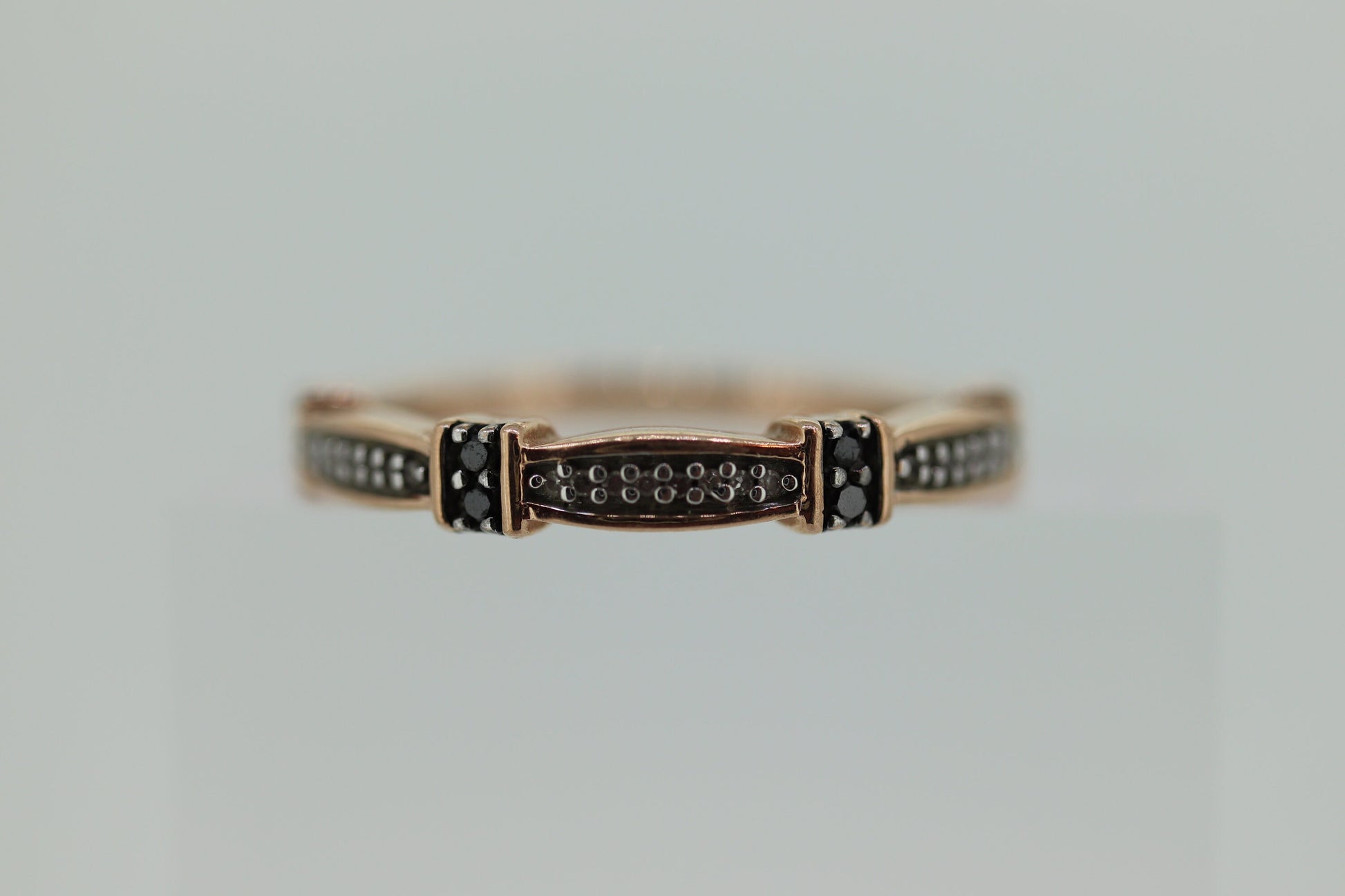 10k Rose Gold and Black Diamond eternity band. diamond band.