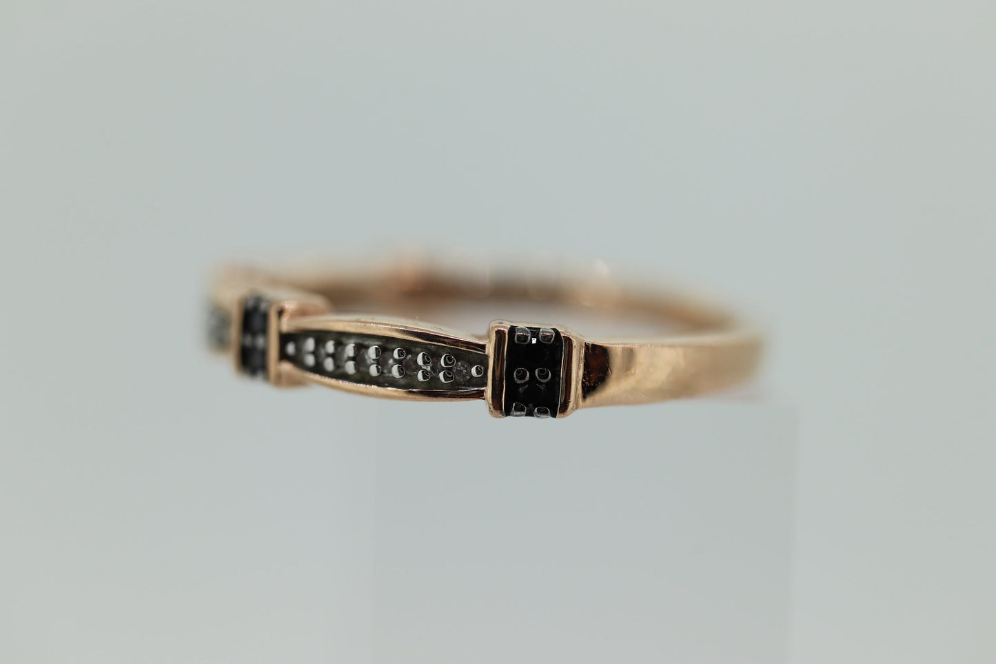 10k Rose Gold and Black Diamond eternity band. diamond band.