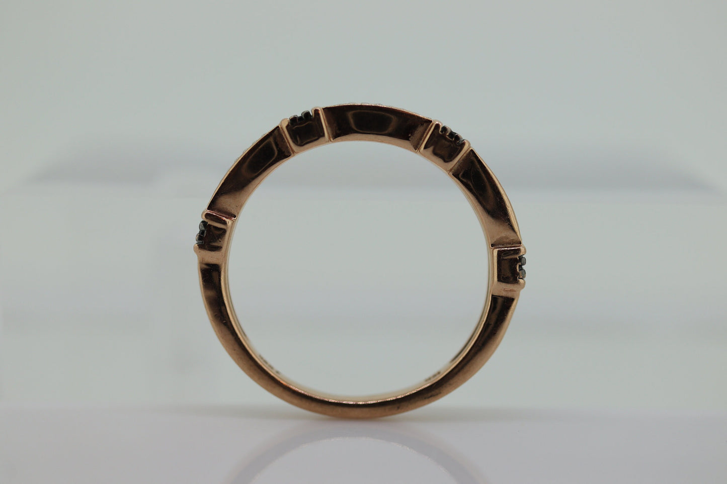 10k Rose Gold and Black Diamond eternity band. diamond band.