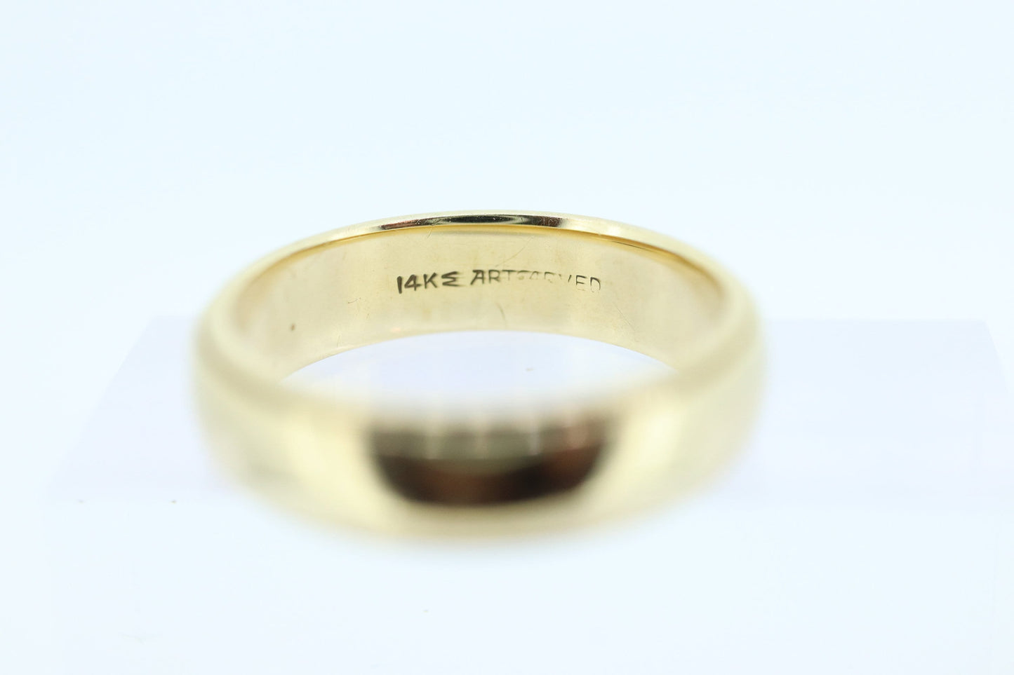 ARTCARVED JR Wood and Sons 14k Gold wide wedding band Ring Sz 4.75