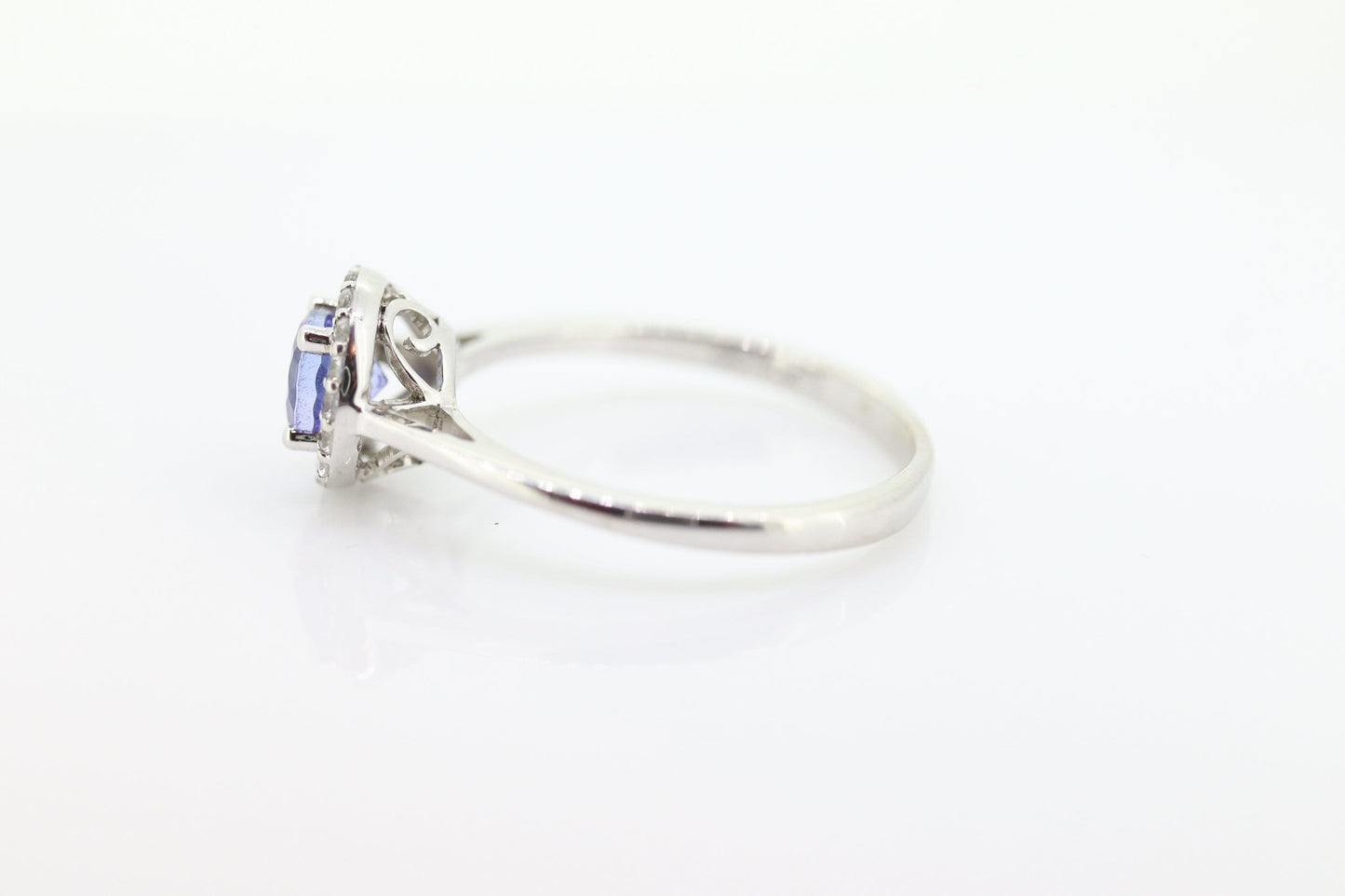 Tanzanite and White topaz (diamond) halo ring. 10k Purple Tanzanite solitaire. st(240)