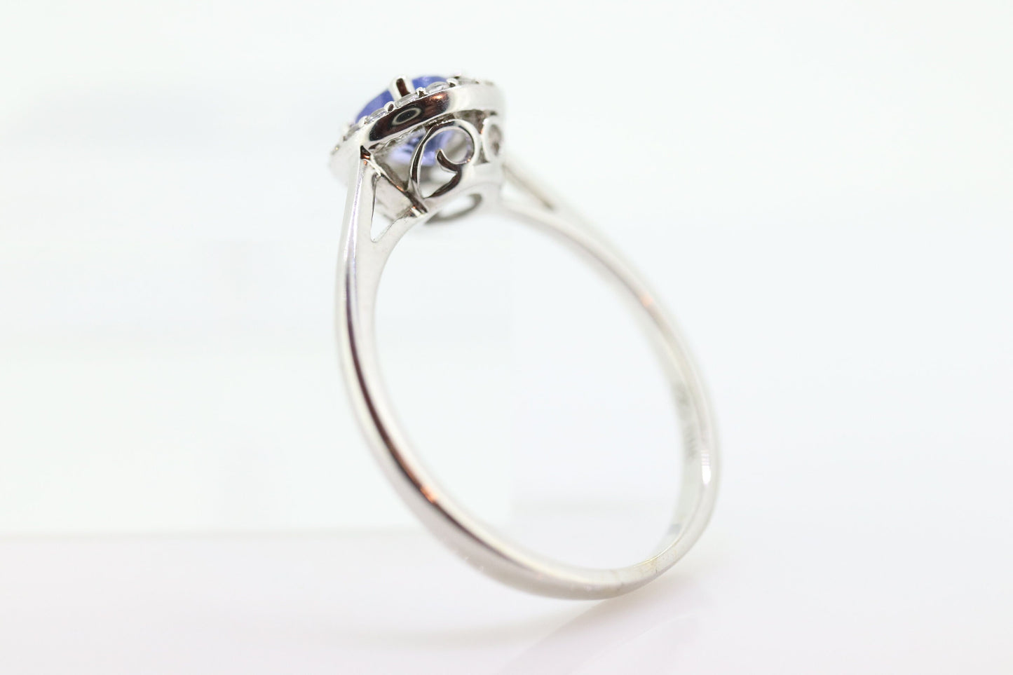 Tanzanite and White topaz (diamond) halo ring. 10k Purple Tanzanite solitaire. st(240)