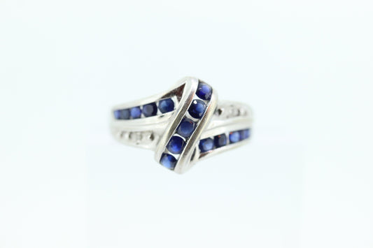 10k Blue Sapphire Bypass ring. 10k THL Samuel Aaron st74