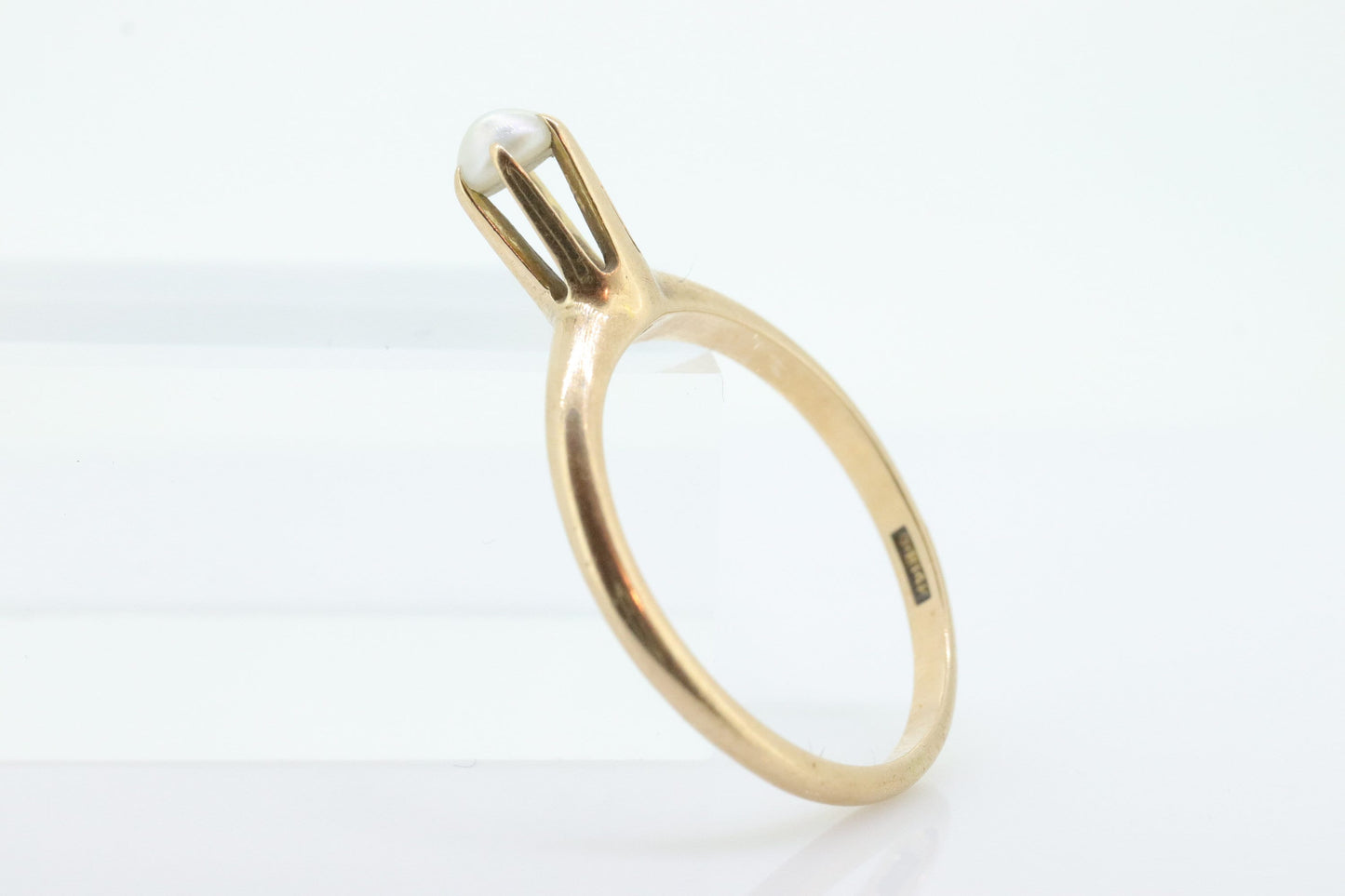 Otsby Barton Pearl Ring. 14k Yellow Gold HIGH Claw Design. OB from Art Deco 1920 Era. Pearl Seed Claw ring. st138