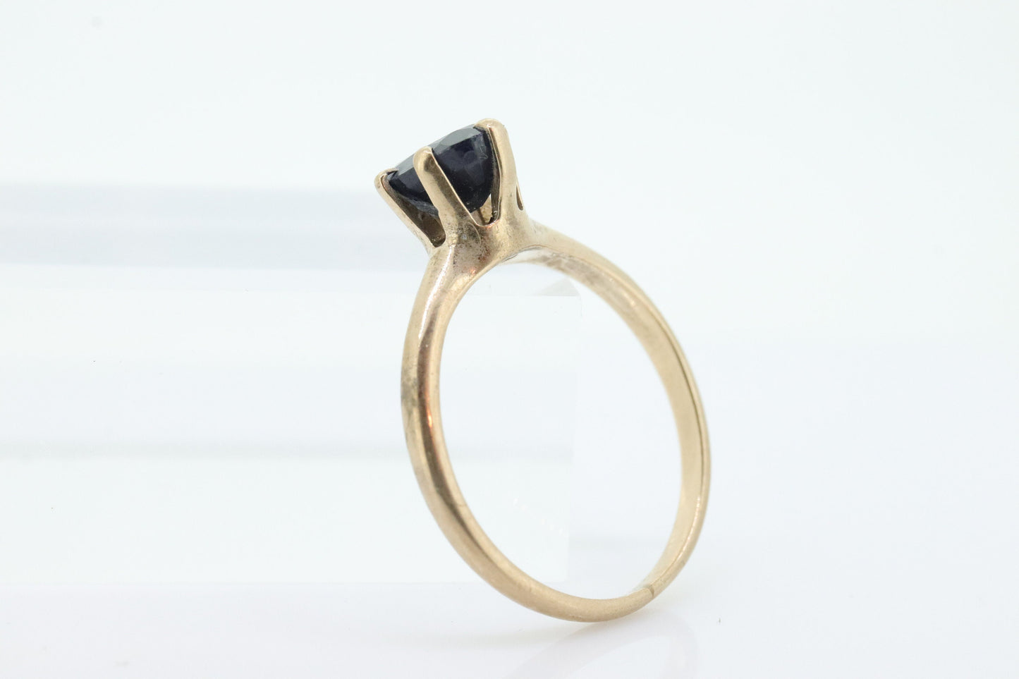 Otsby Barton Sapphire Ring. 10k Yellow Gold HIGH Claw Design. OB from Art Deco 1920 Era. Oval Sapphire Claw ring. st55