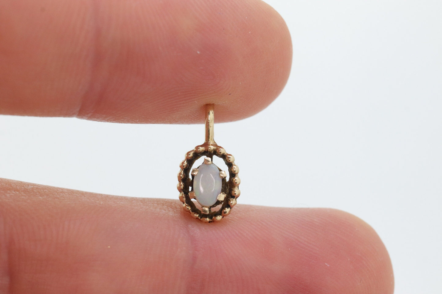 14k prong OPAL Slide Pendant Charm. Dainty pendant. st(12/11)