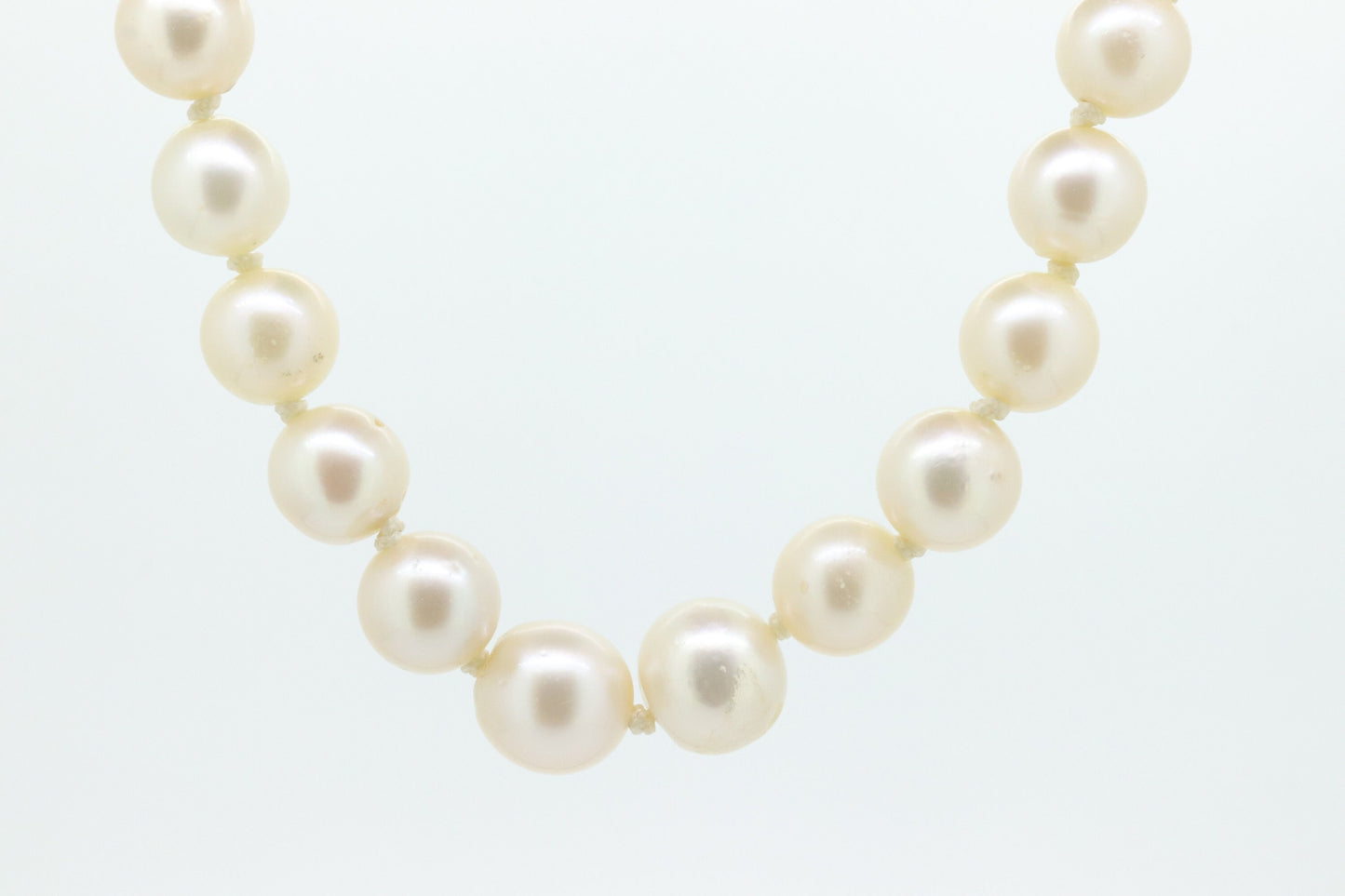 Victorian 6mm-10mm Pearl necklace with Amethyst and pearl seed 14k clasp. 24in