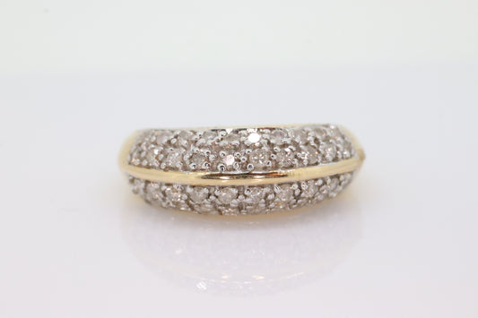 14k Diamond Pave Encrusted Band. Diamond Dome Bombe Cluster band. Diamond ring. Mirror half diamond ring st131