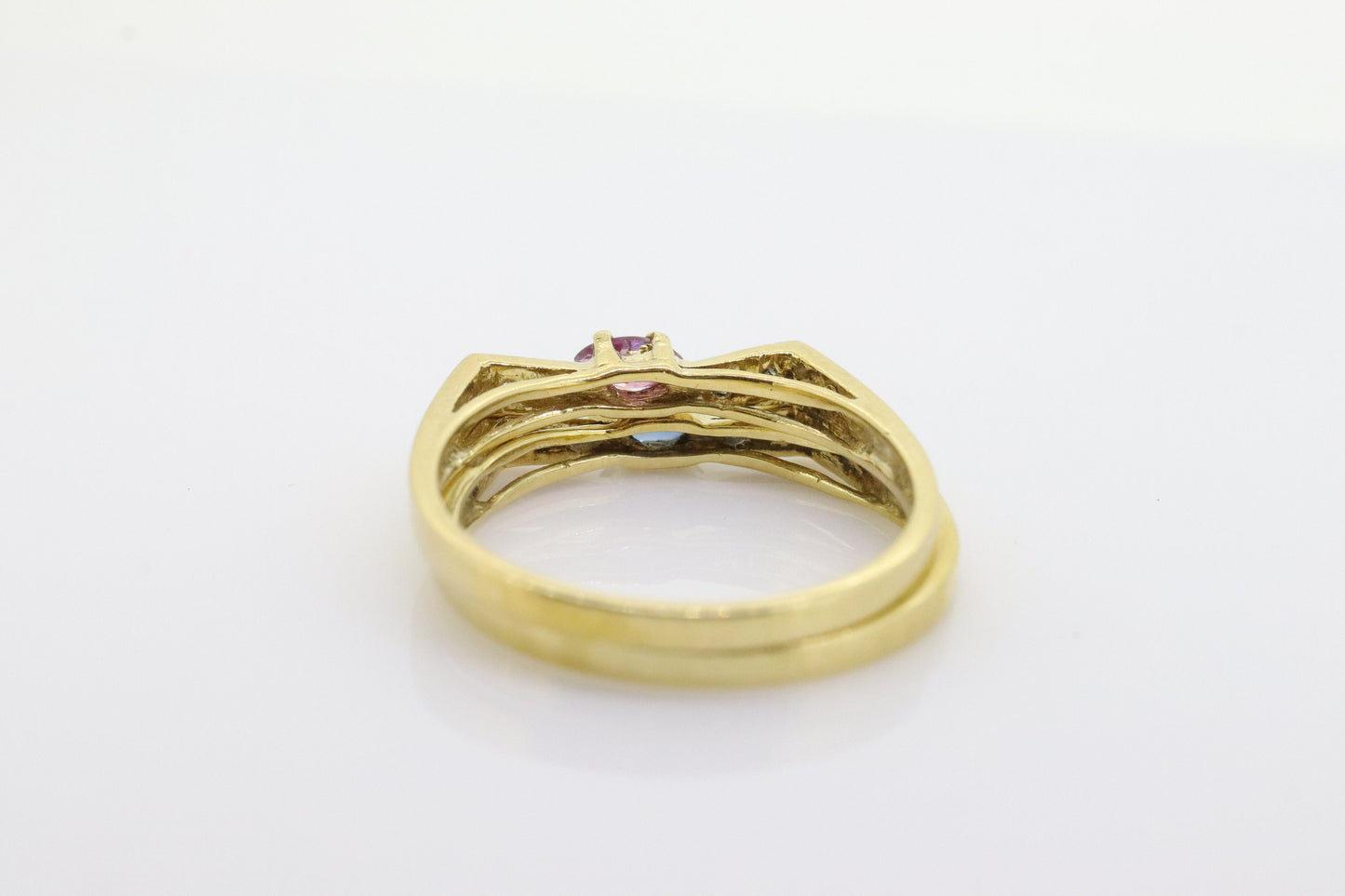 Vintage 18K Stacking rings. 18k Sapphire Ruby Marquise and diamond Thin band. Stacking Bands Rings. (st60)