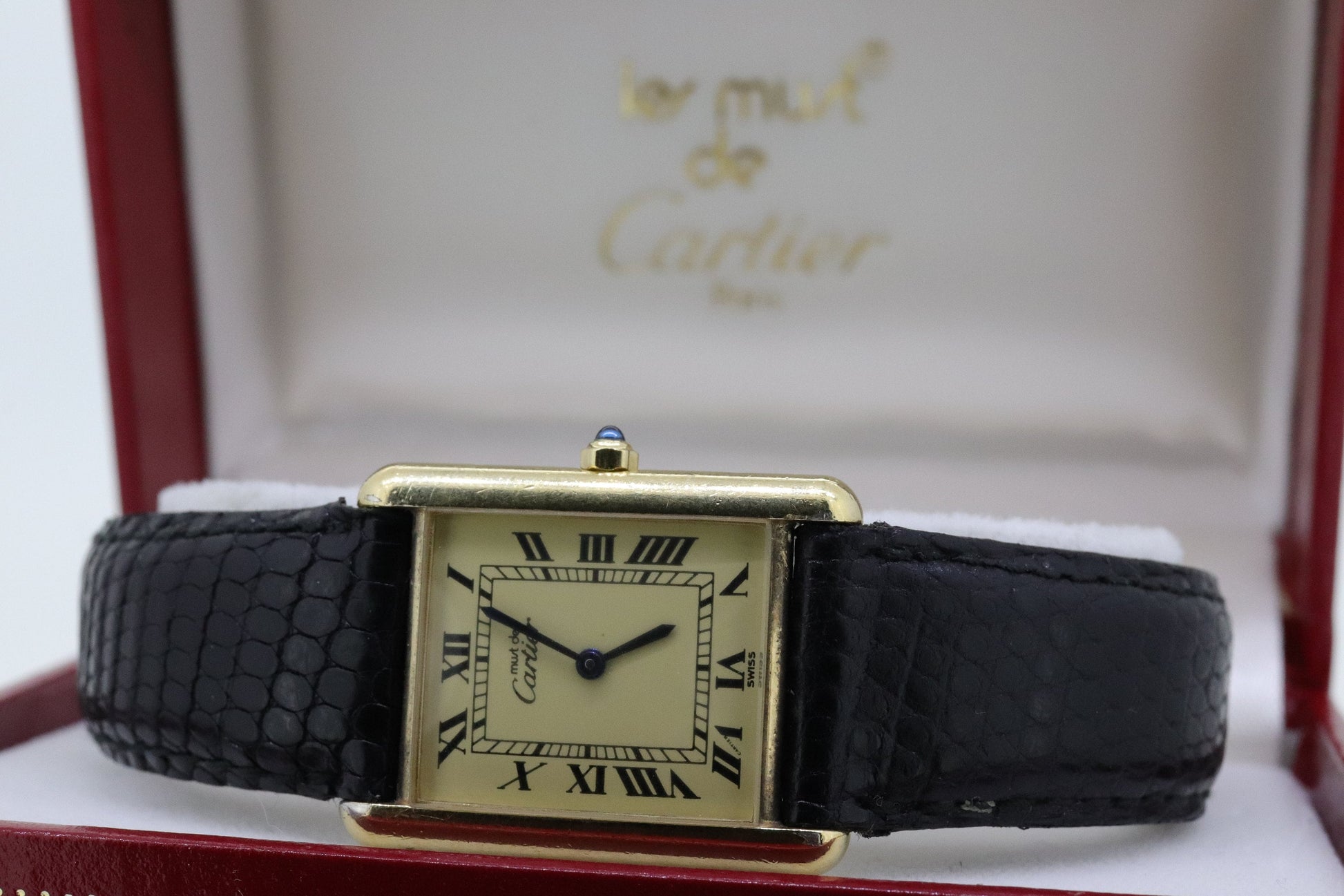 Vintage Must de Cartier Tank Watch. ARGENT Cartier 925 Vermeil Quartz Ardent Swiss Made. st(773)