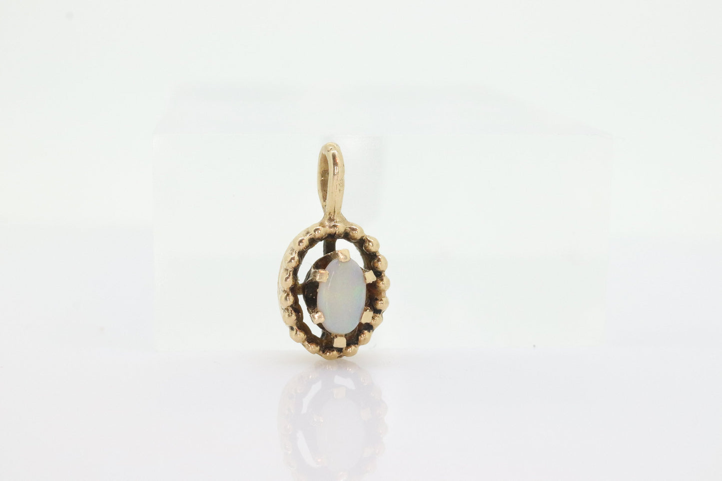 14k prong OPAL Slide Pendant Charm. Dainty pendant. st(12/11)