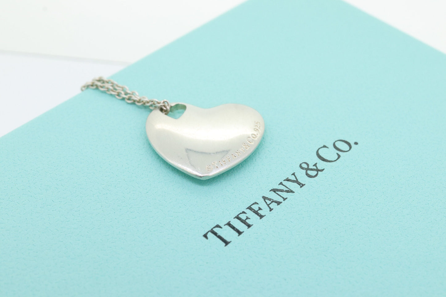 Sterling Silver Tiffany and Co Necklace Heart Pendant. Solid Pierced Double Heart Pendant Tiffany & Co. st(86)