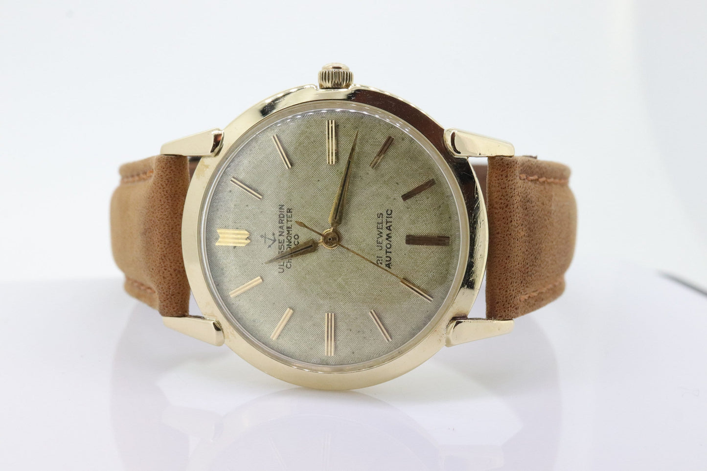 Ulysse Nardin Watch. 14k Yellow Gold Chronometer Swiss Manual Automatic Round Wristwatch. 34mm Mens Gold Watch. SERVICED. (st10-33)