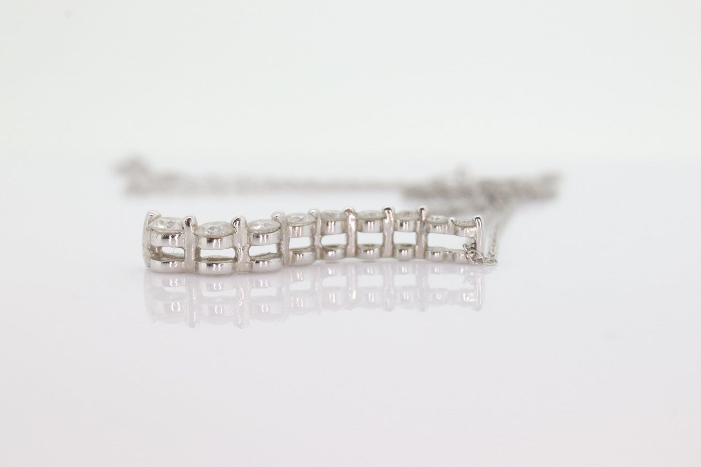 14k White Gold 9 diamond Journey Pendant and necklace. Love is a Journey Pendant. st(86)
