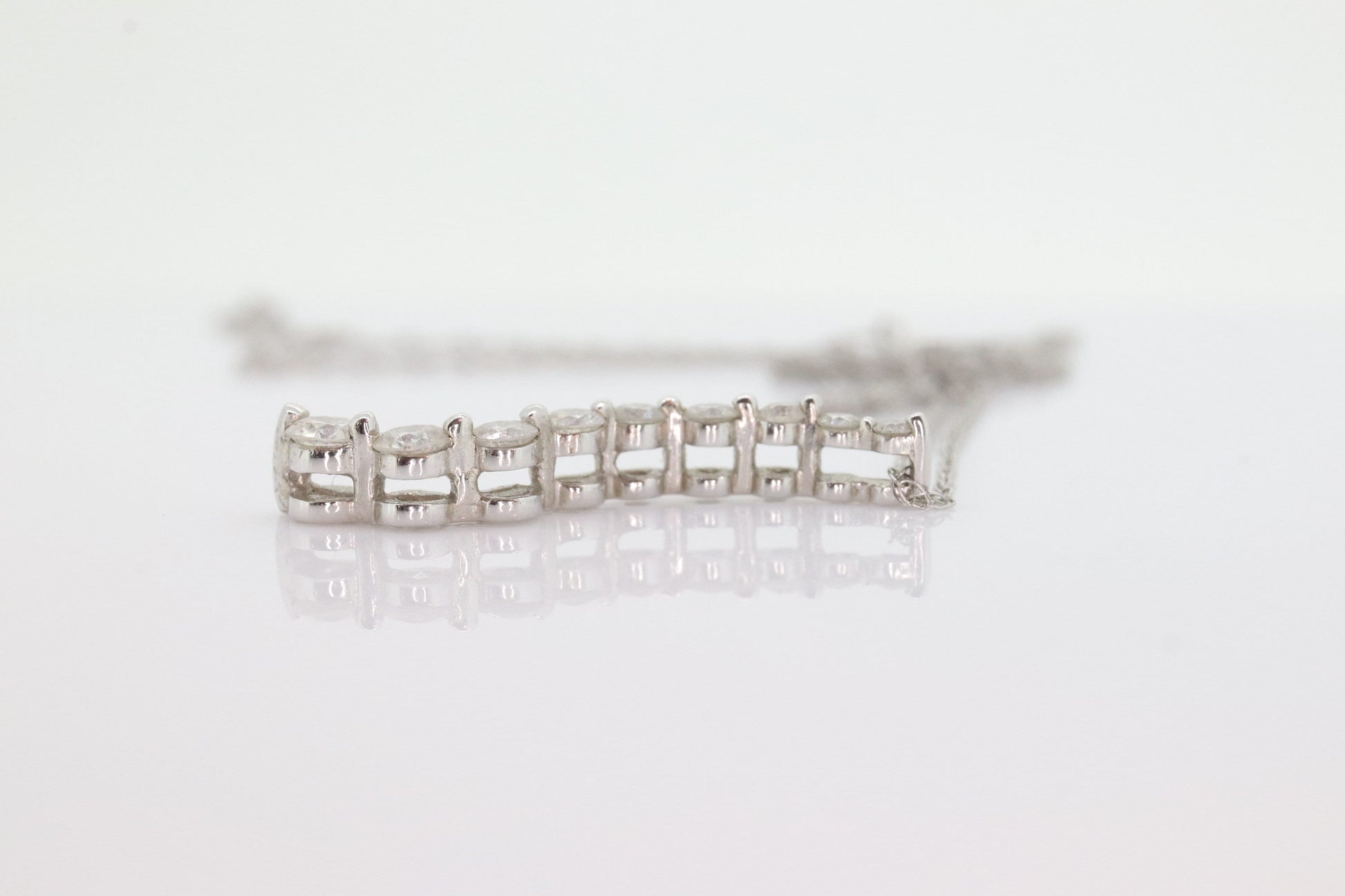 14k White Gold 9 diamond Journey Pendant and necklace. Love is a Journey Pendant. st(86)