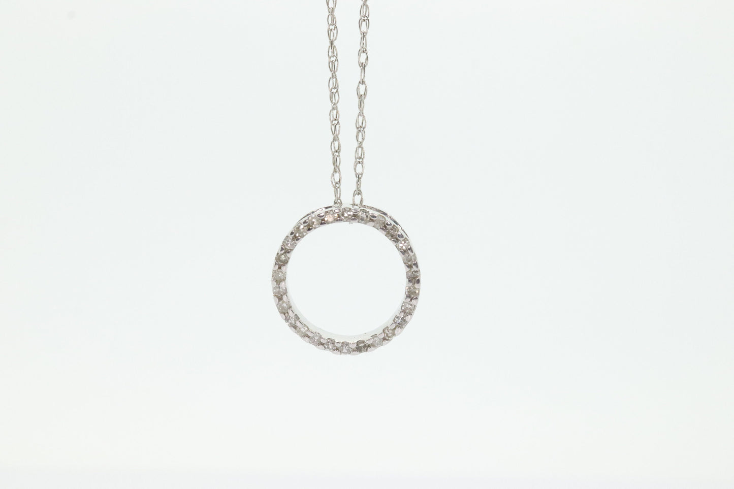 14K Diamond Circle of Life, Open Circle, Eternity Circle Diamond Pendant Necklace st(58)