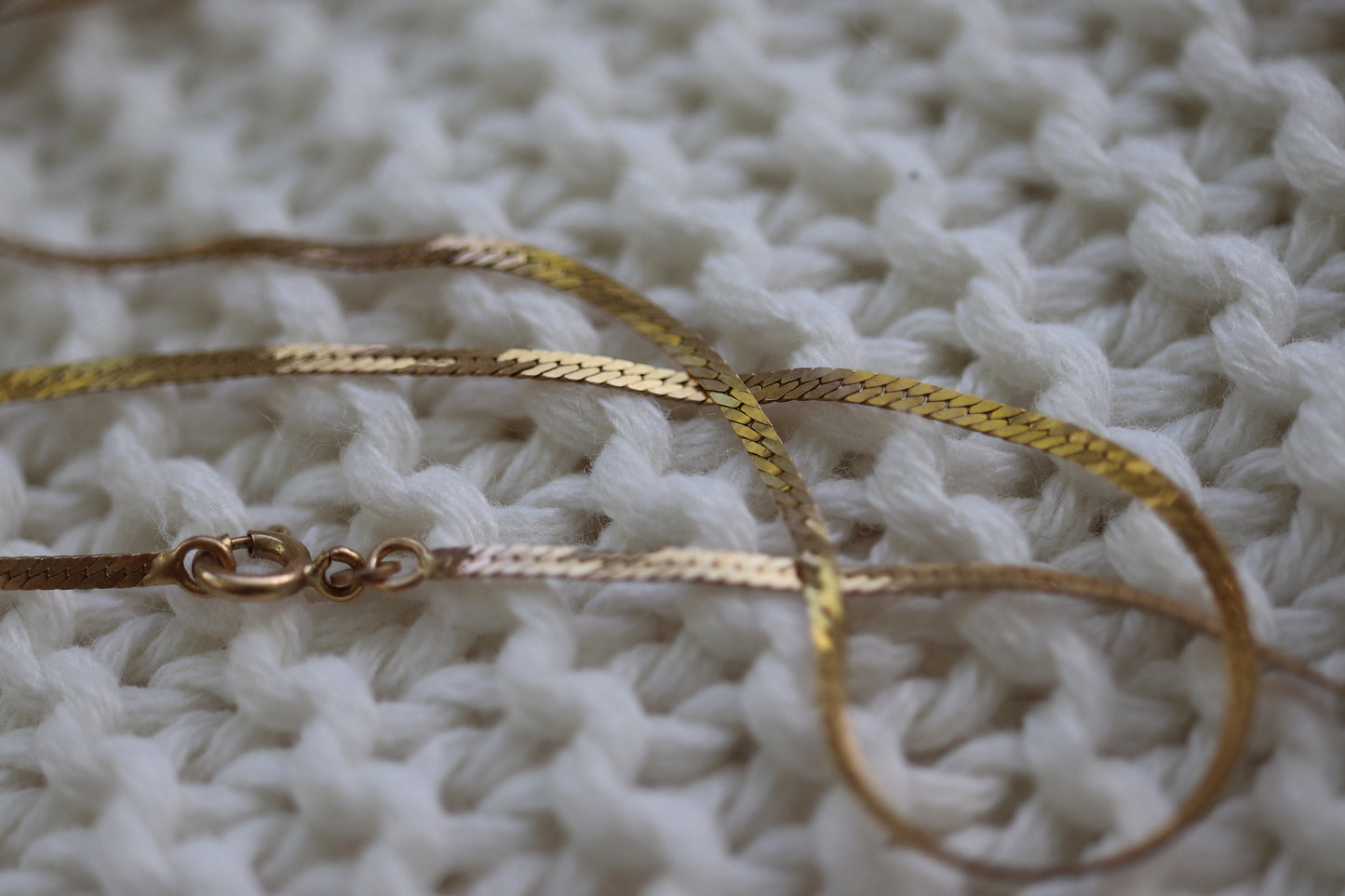14k Herringbone Chain Necklace. 14k Yellow Gold Herringbone Long Chain. 2mm 30in 5.9gram st(41)