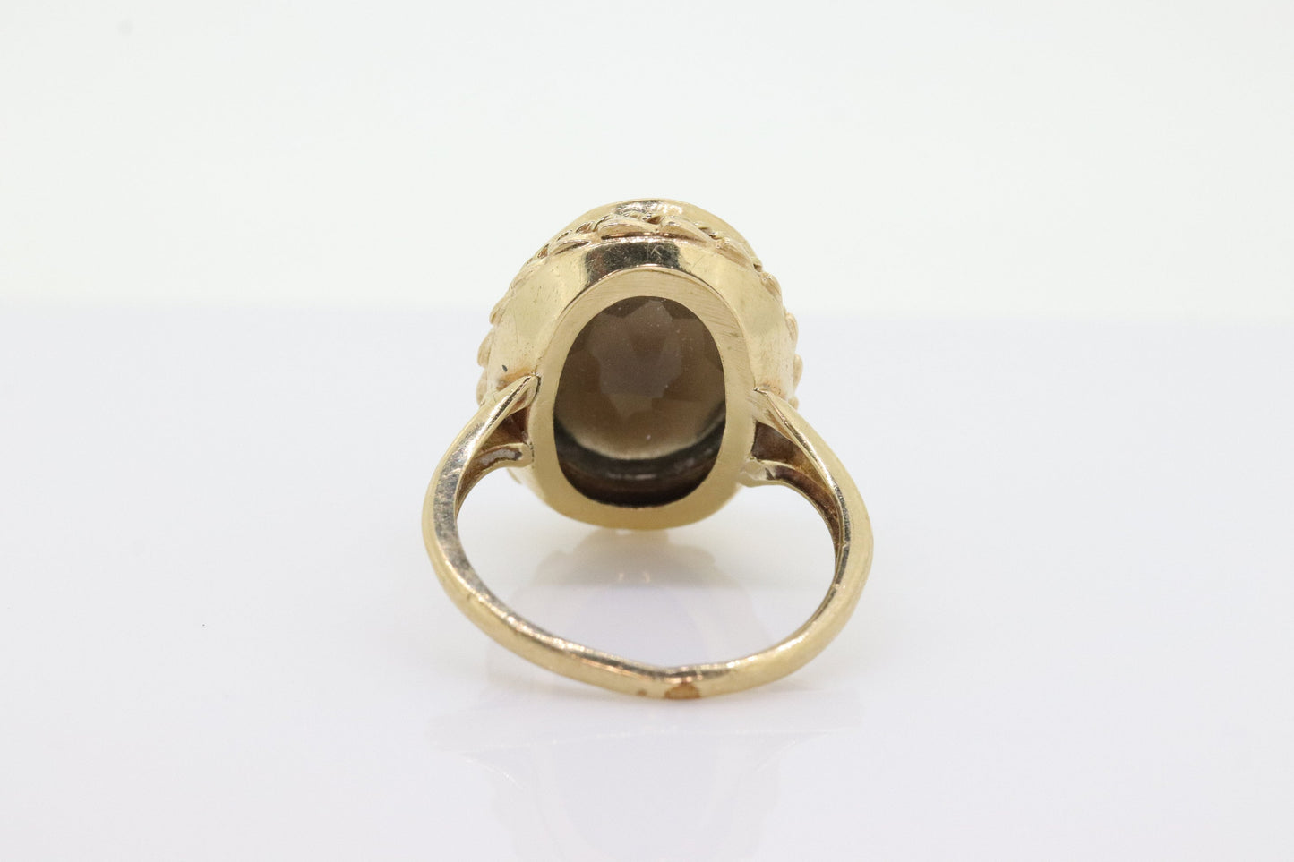 10k Smoky QUARTZ Large Bezel set ring. Large Oval Smokey Quartz Cocktail Cathedral ring(88)