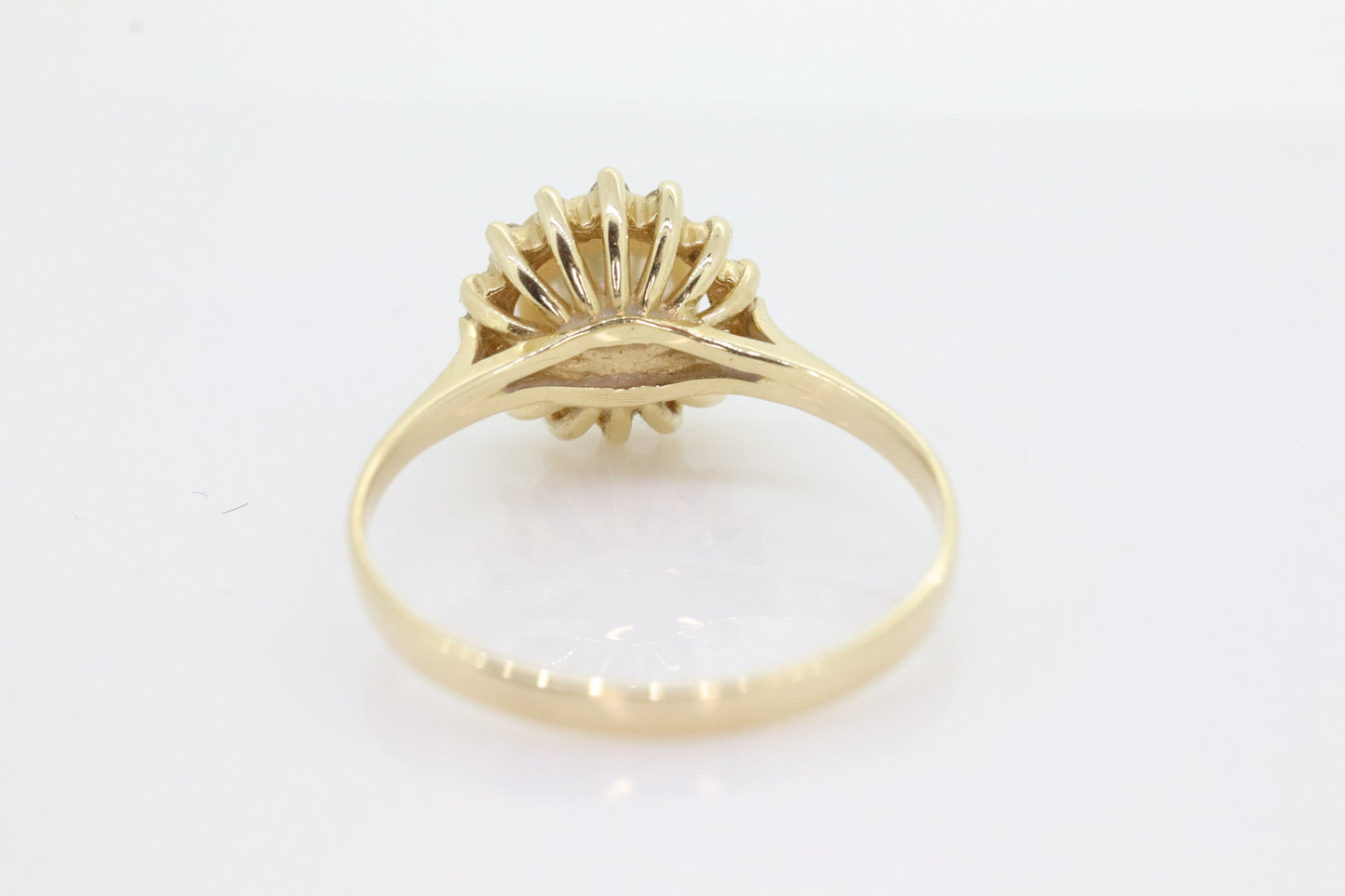 14k Pearl and Diamond Halo ring. 14k Yellow gold Solitaire Halo ring with AKOYA pearl st(92)