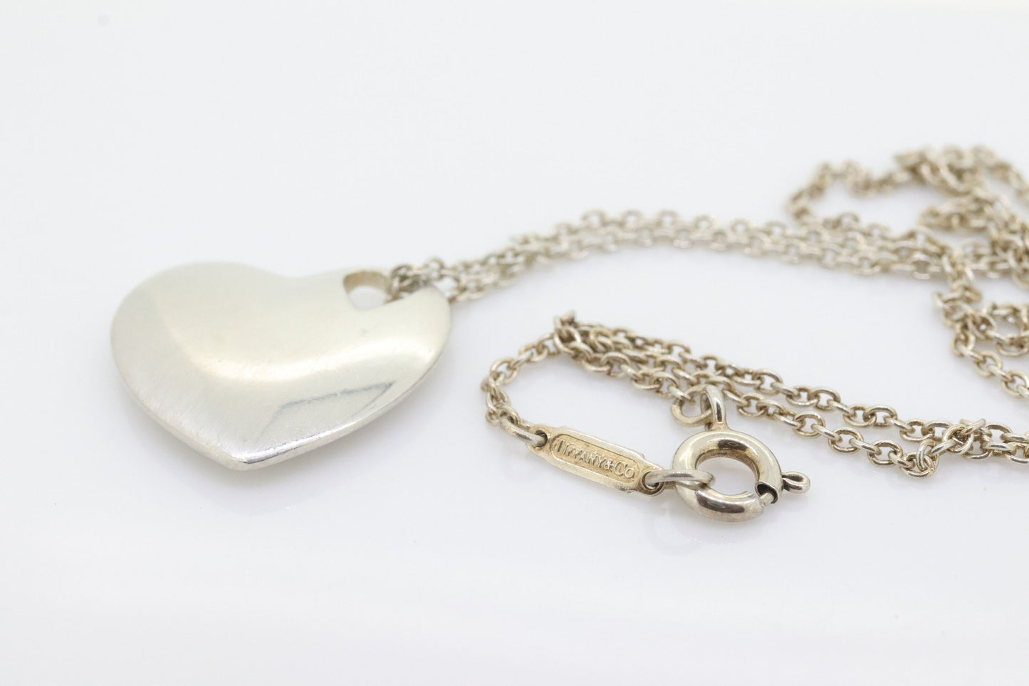 Sterling Silver Tiffany and Co Necklace Heart Pendant. Solid Pierced Double Heart Pendant Tiffany & Co. st(86)