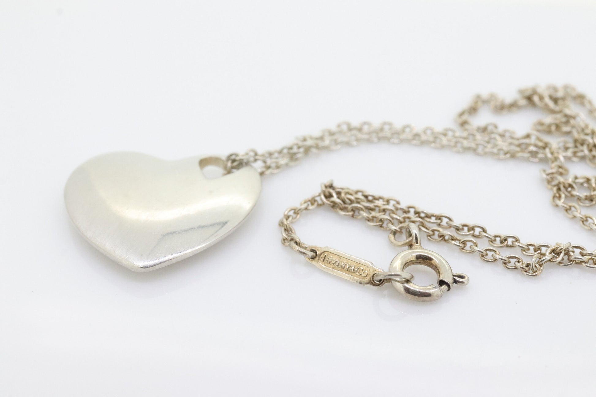 Sterling Silver Tiffany and Co Necklace Heart Pendant. Solid Pierced Double Heart Pendant Tiffany & Co. st(86)