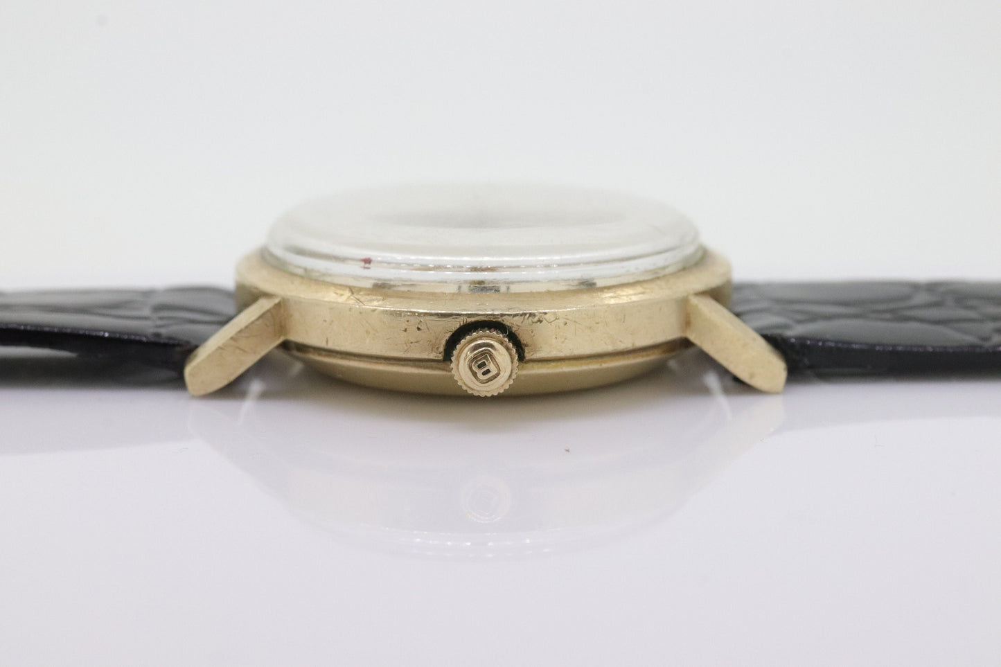 HAMILTON THIN o MATIC Watch. 14k Yellow Gold Round Hamilton wristwatch