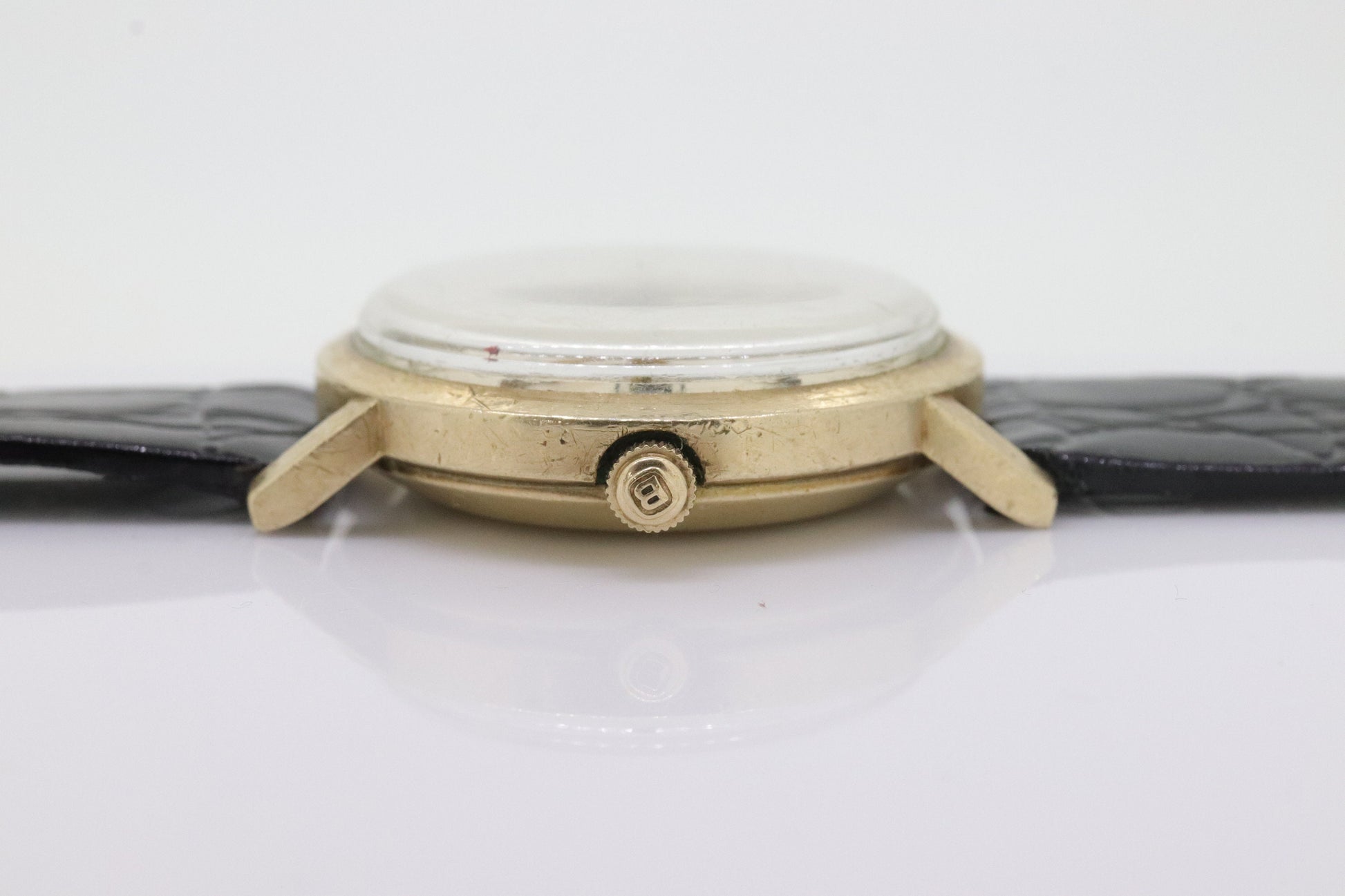 HAMILTON THIN o MATIC Watch. 14k Yellow Gold Round Hamilton wristwatch