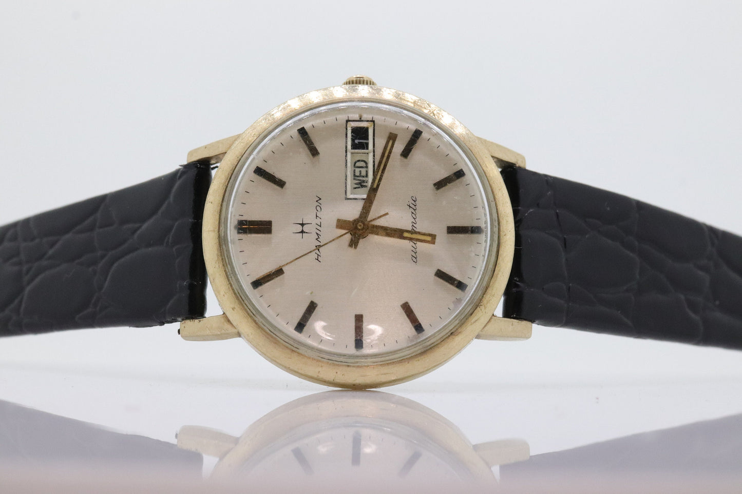 HAMILTON THIN o MATIC Watch. 14k Yellow Gold Round Hamilton wristwatch