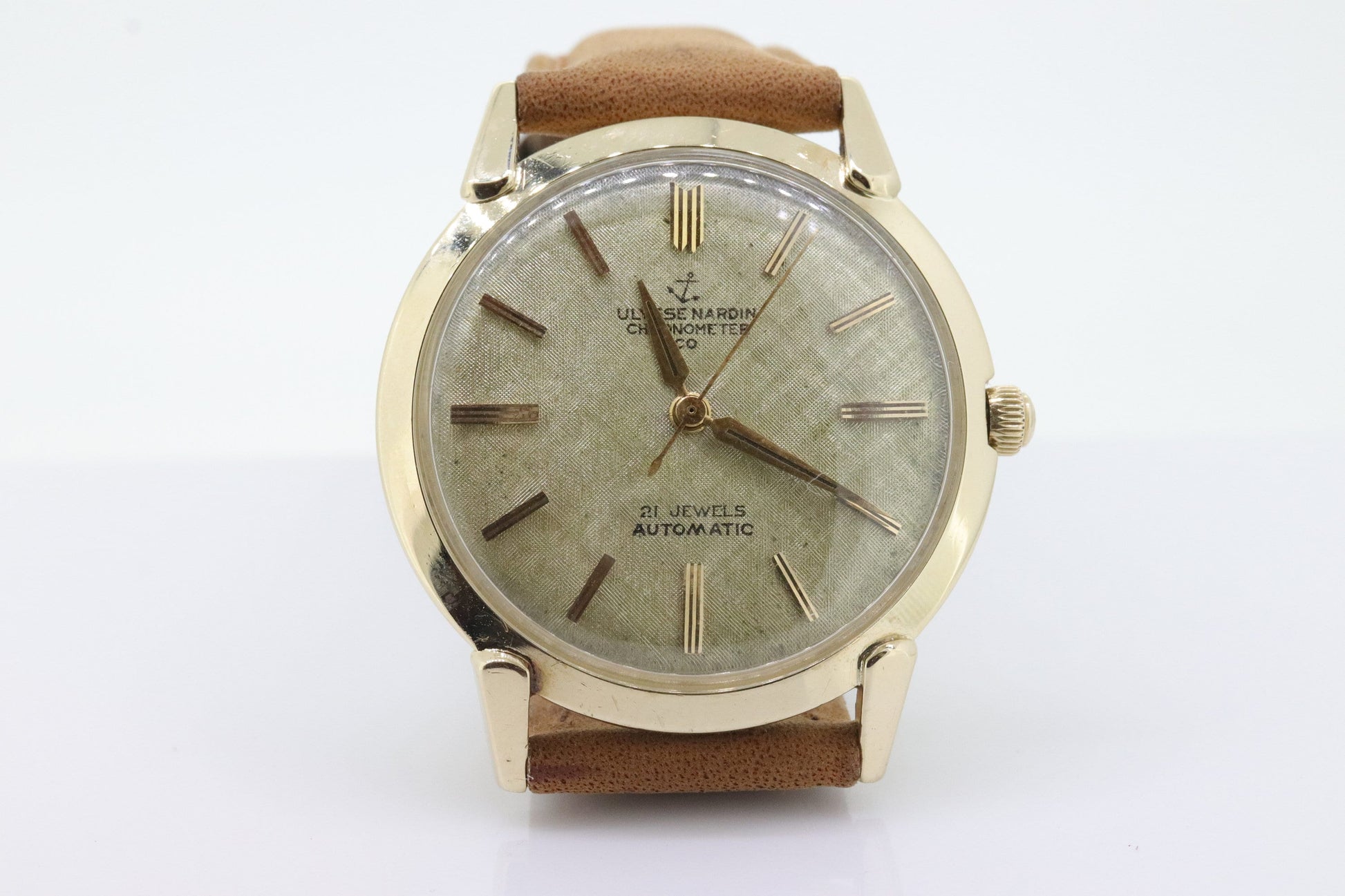 Ulysse Nardin Watch. 14k Yellow Gold Chronometer Swiss Manual Automatic Round Wristwatch. 34mm Mens Gold Watch. SERVICED. (st10-33)