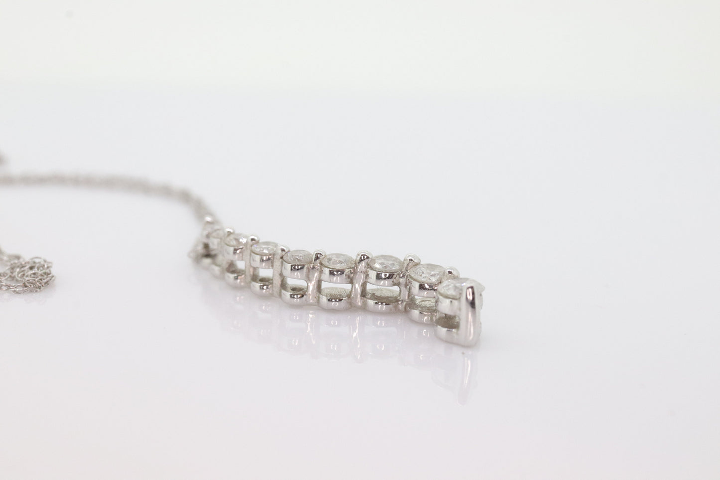 14k White Gold 9 diamond Journey Pendant and necklace. Love is a Journey Pendant. st(86)